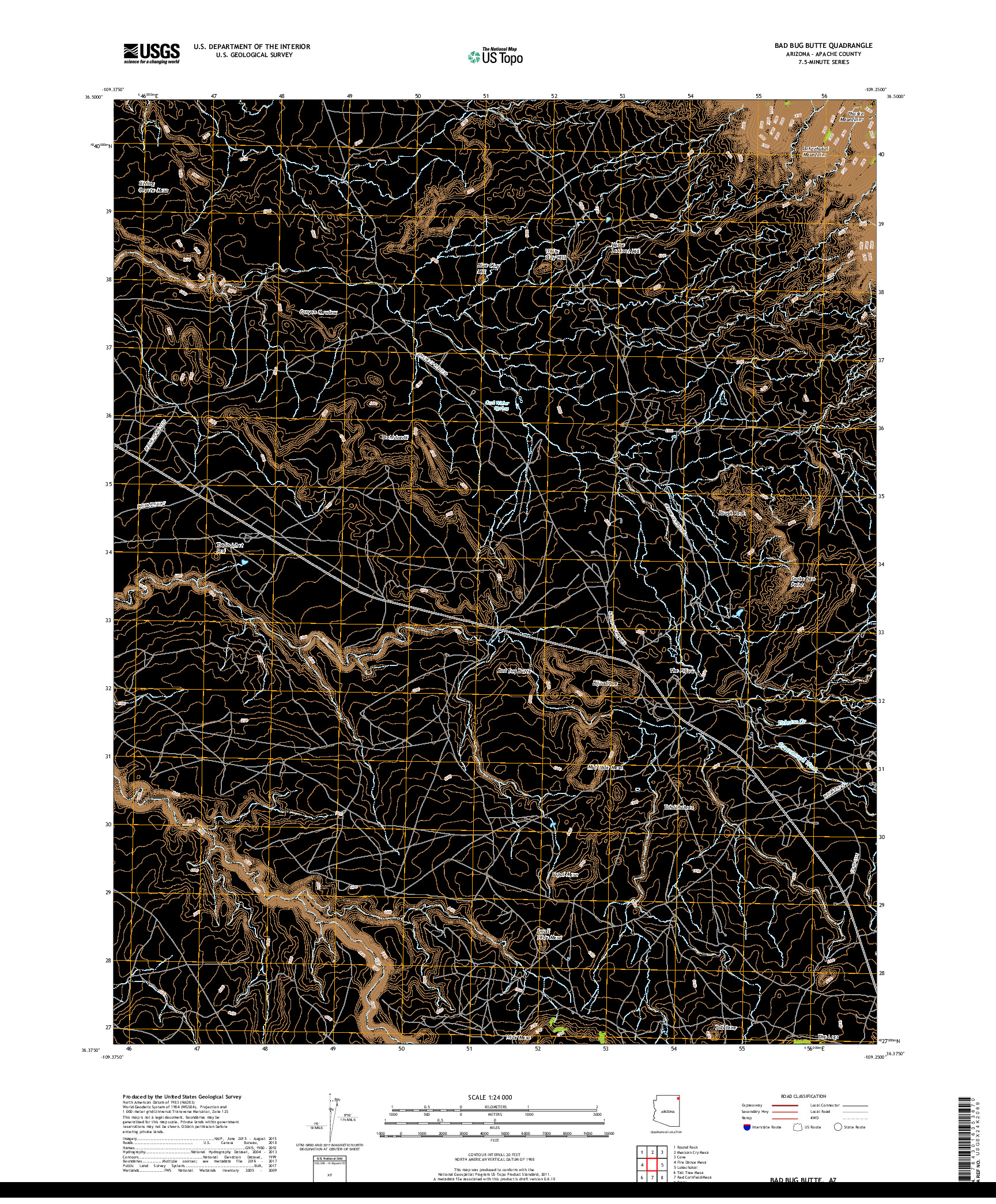 USGS US TOPO 7.5-MINUTE MAP FOR BAD BUG BUTTE, AZ 2018