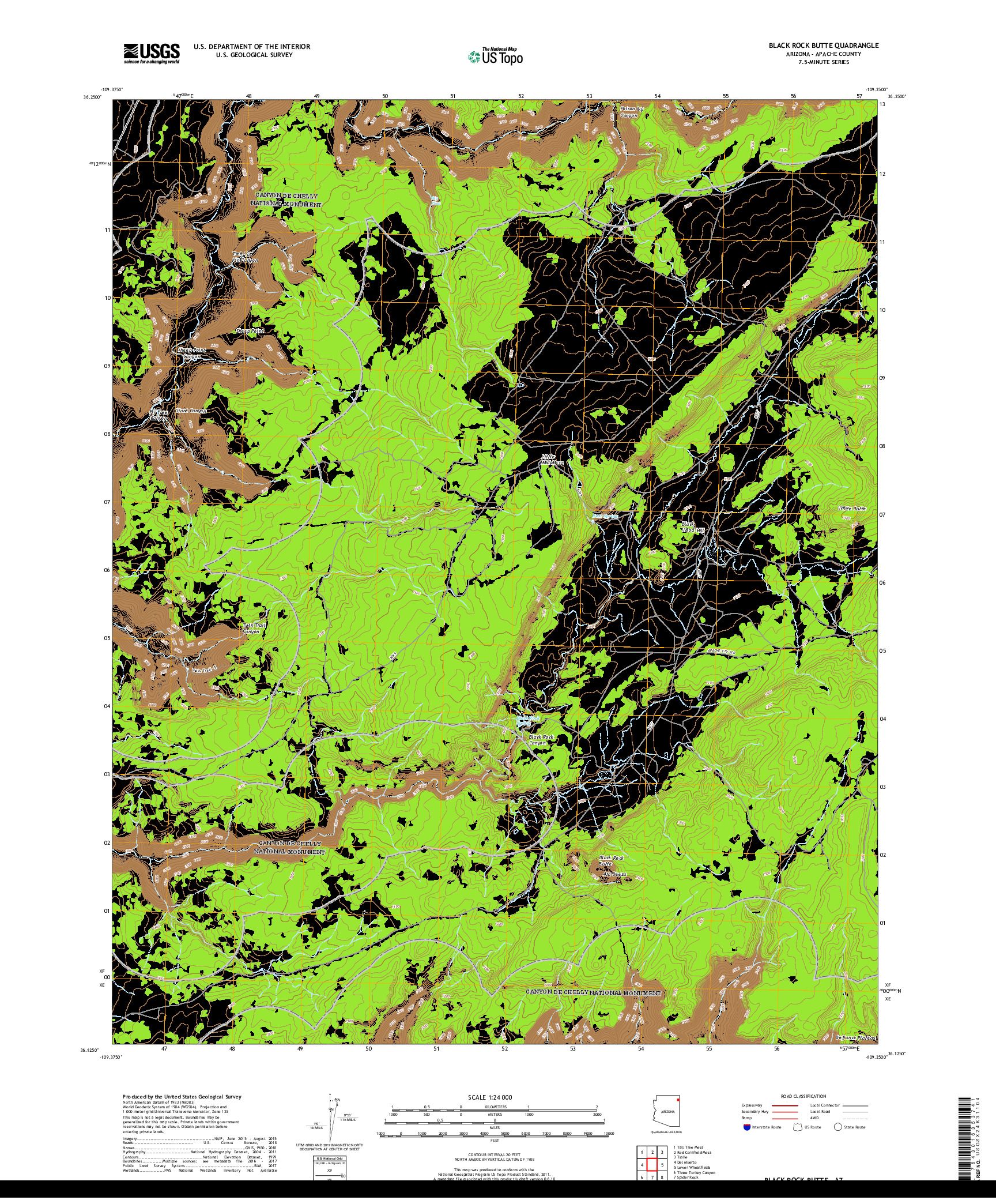 USGS US TOPO 7.5-MINUTE MAP FOR BLACK ROCK BUTTE, AZ 2018