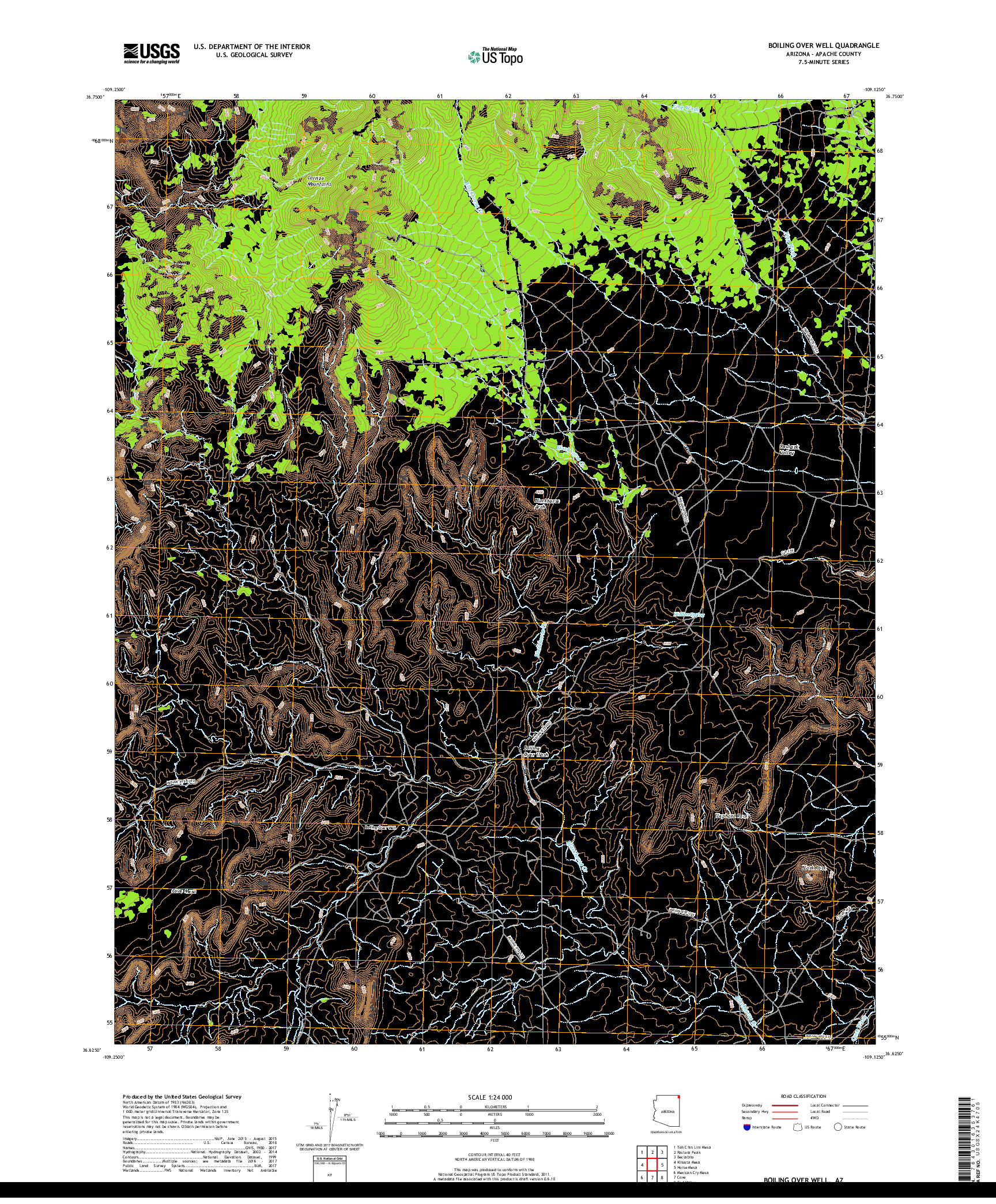 USGS US TOPO 7.5-MINUTE MAP FOR BOILING OVER WELL, AZ 2018