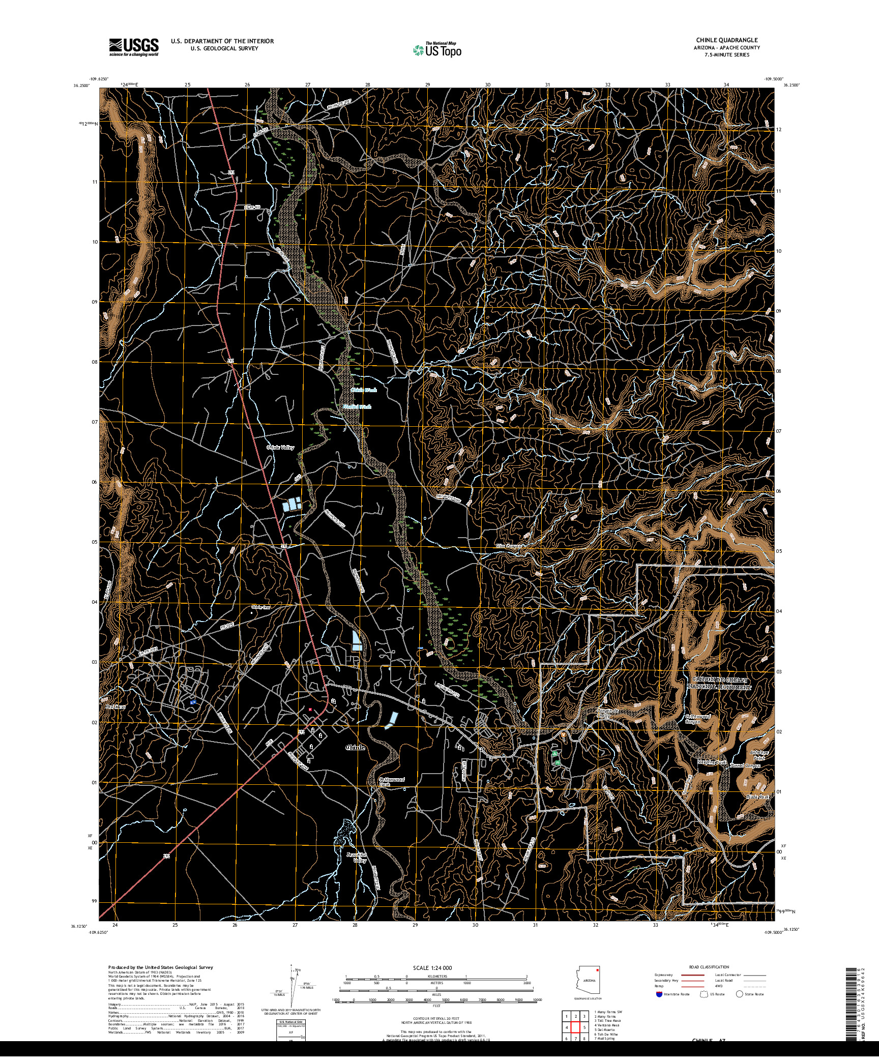USGS US TOPO 7.5-MINUTE MAP FOR CHINLE, AZ 2018