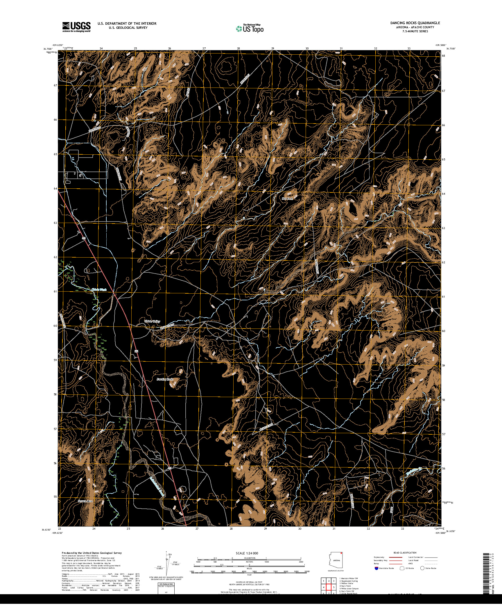 USGS US TOPO 7.5-MINUTE MAP FOR DANCING ROCKS, AZ 2018