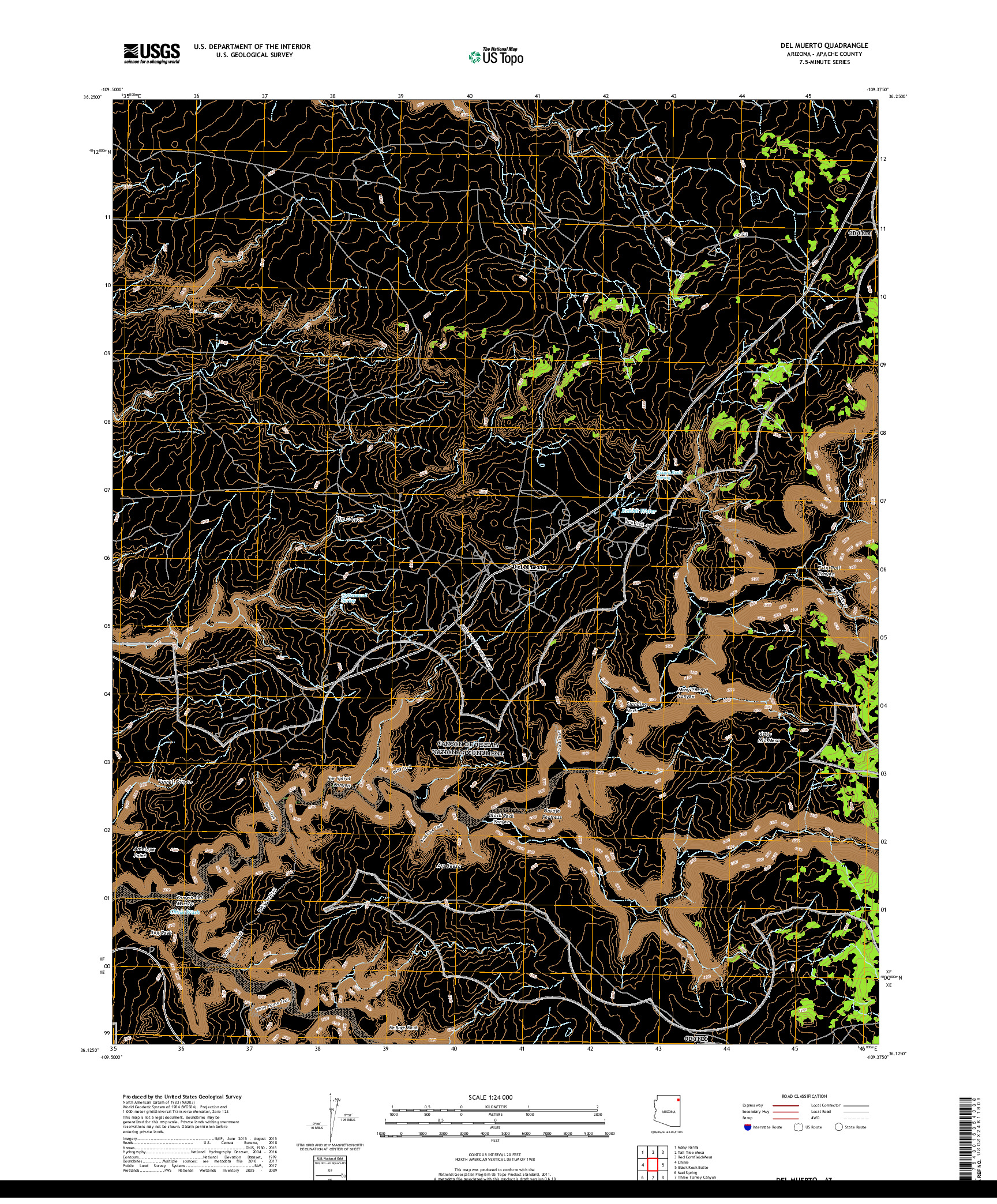 USGS US TOPO 7.5-MINUTE MAP FOR DEL MUERTO, AZ 2018