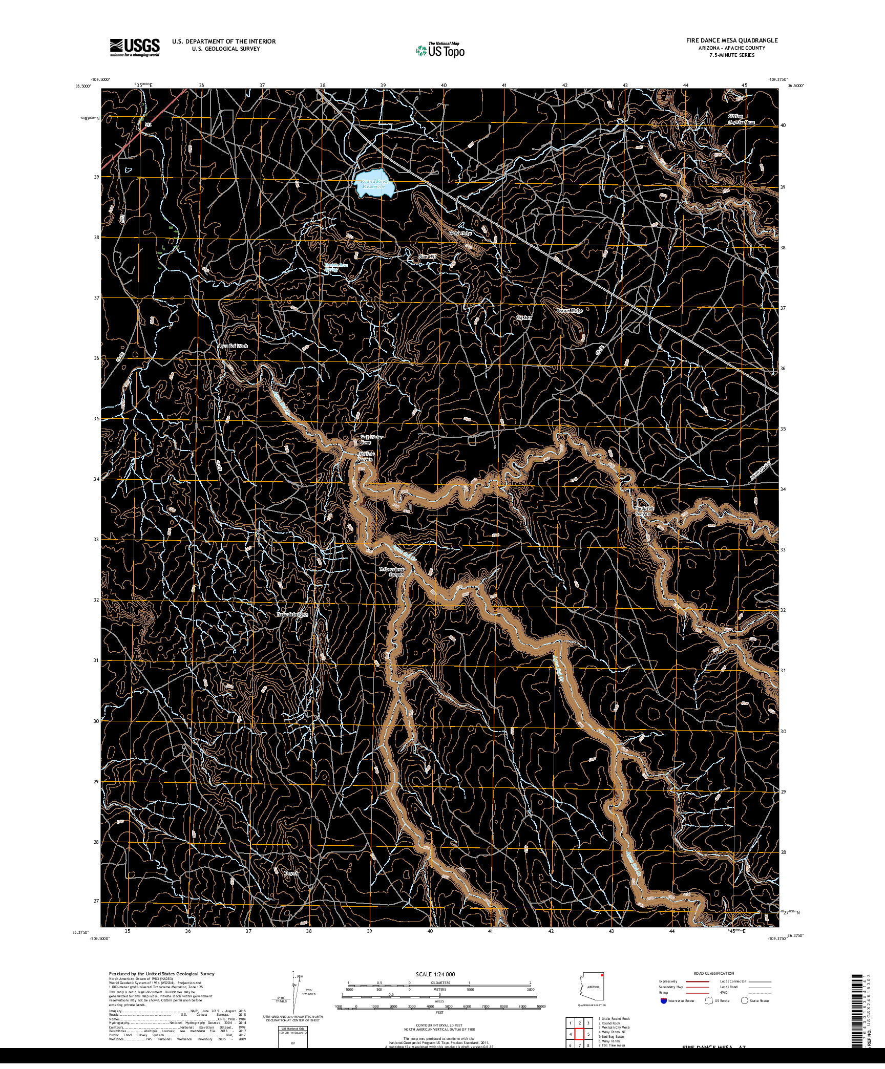 USGS US TOPO 7.5-MINUTE MAP FOR FIRE DANCE MESA, AZ 2018