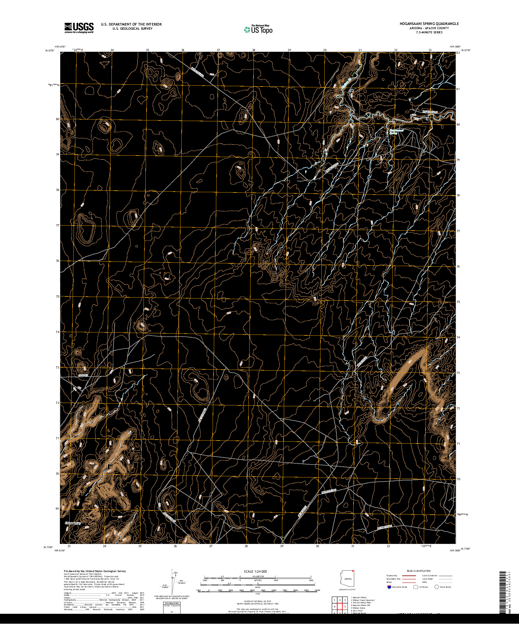 USGS US TOPO 7.5-MINUTE MAP FOR HOGANSAANI SPRING, AZ 2018