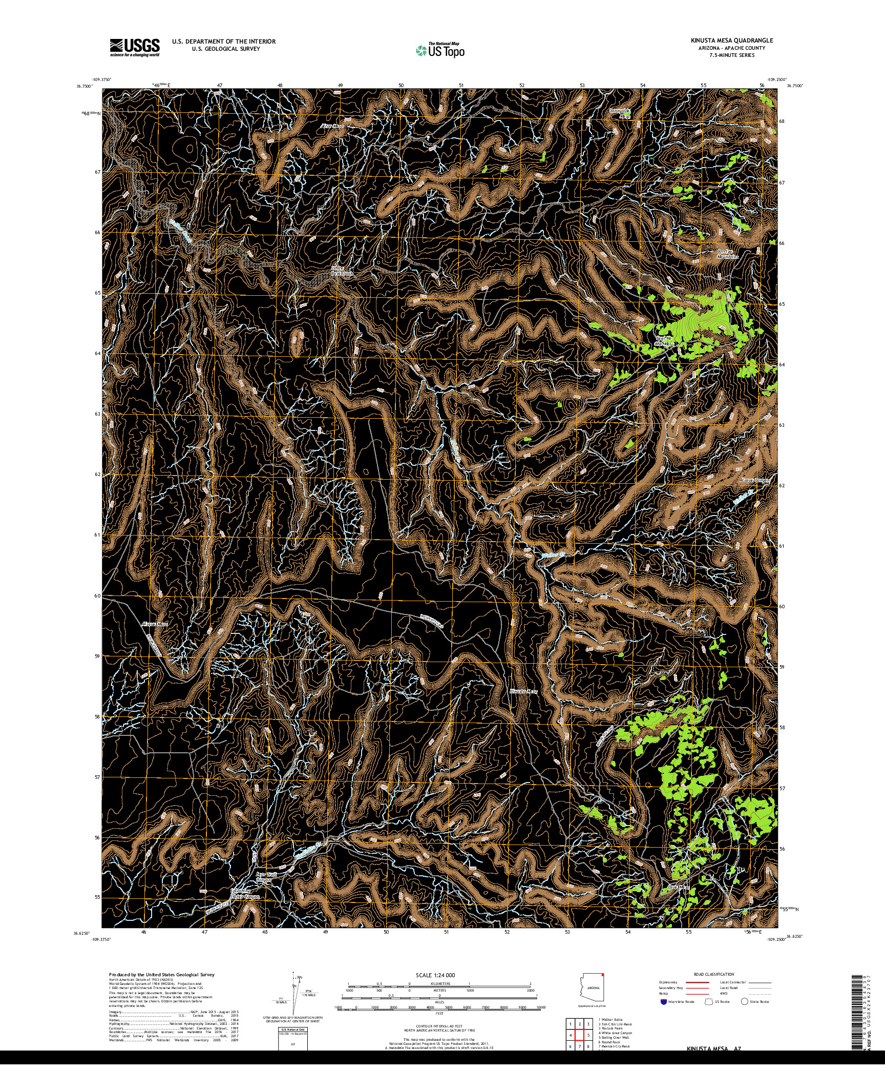 USGS US TOPO 7.5-MINUTE MAP FOR KINUSTA MESA, AZ 2018