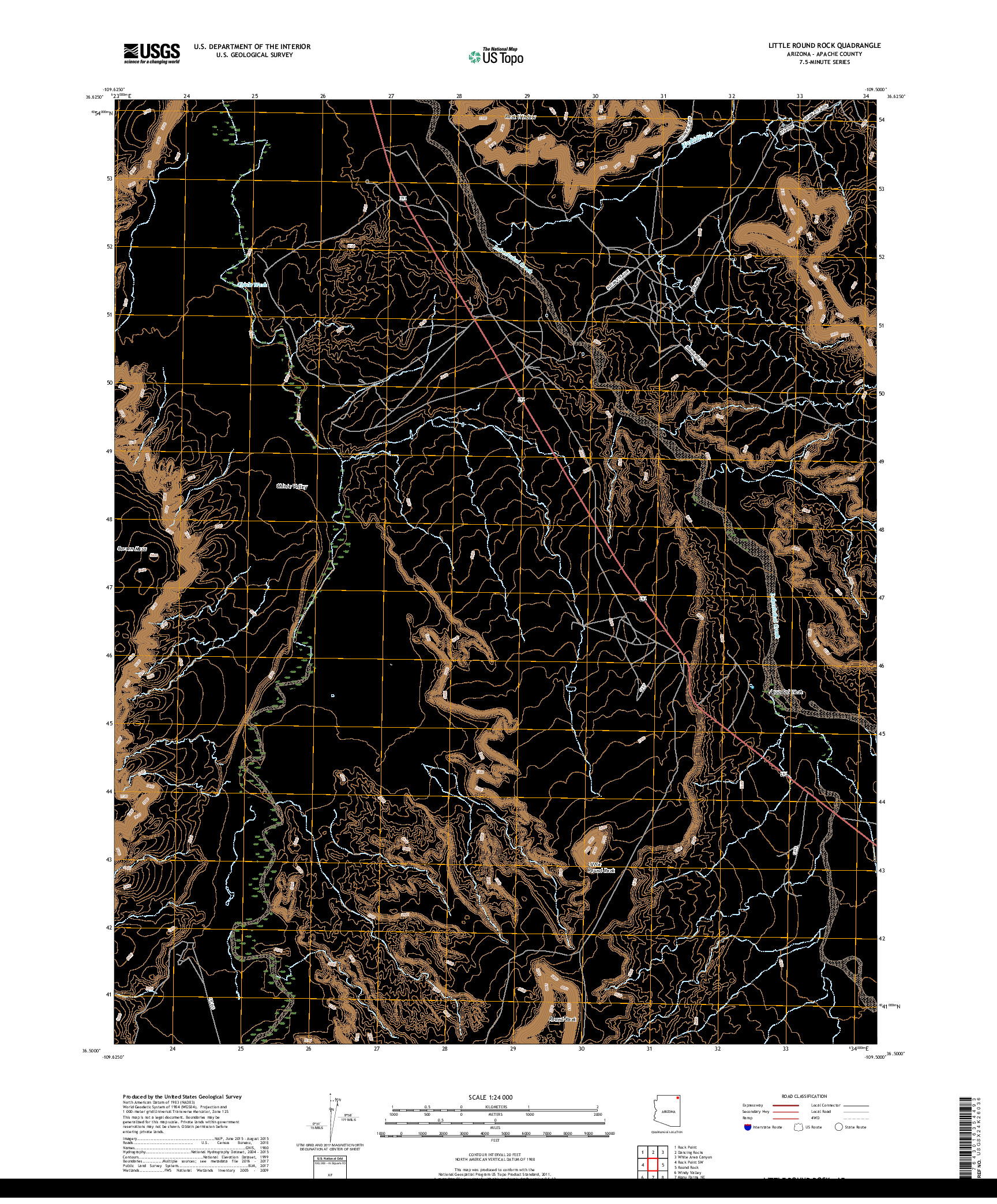 USGS US TOPO 7.5-MINUTE MAP FOR LITTLE ROUND ROCK, AZ 2018
