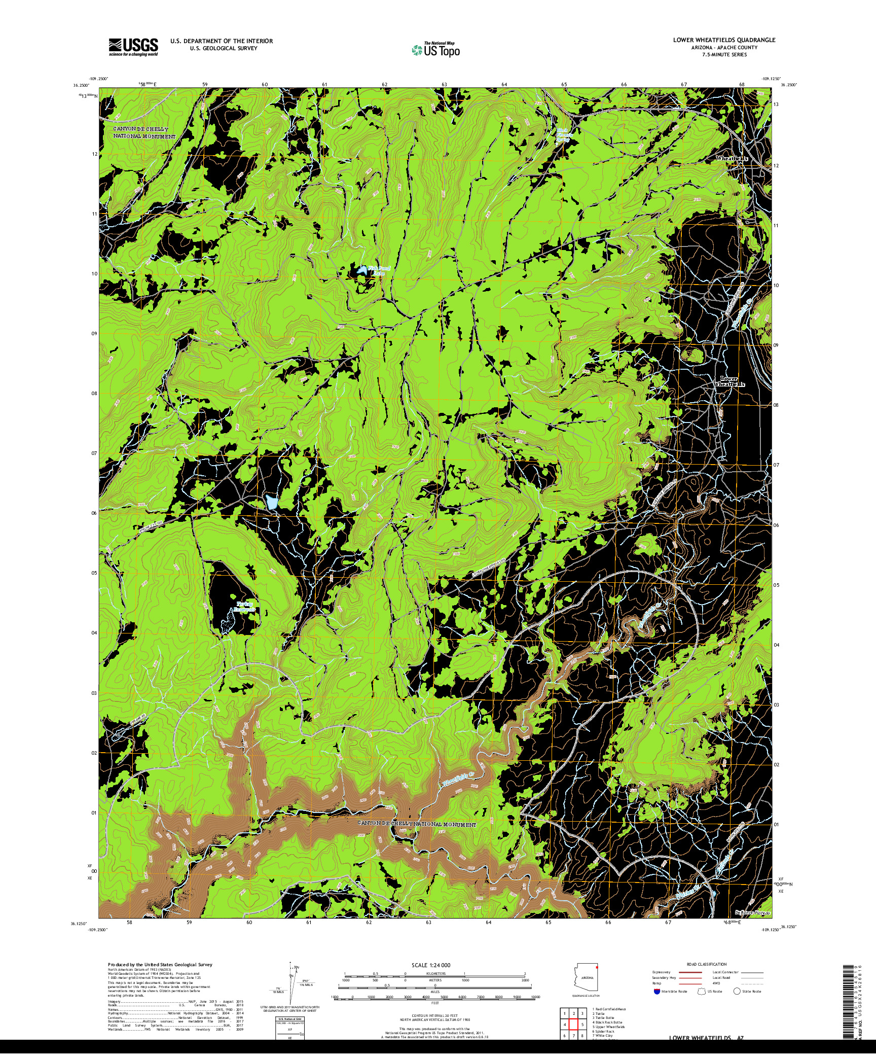 USGS US TOPO 7.5-MINUTE MAP FOR LOWER WHEATFIELDS, AZ 2018