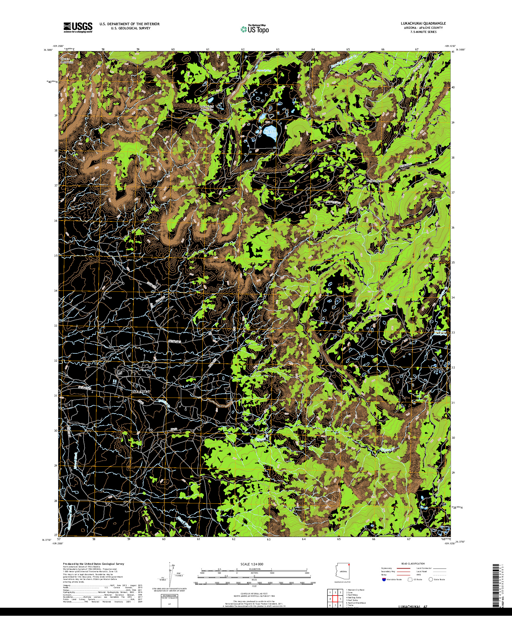 USGS US TOPO 7.5-MINUTE MAP FOR LUKACHUKAI, AZ 2018