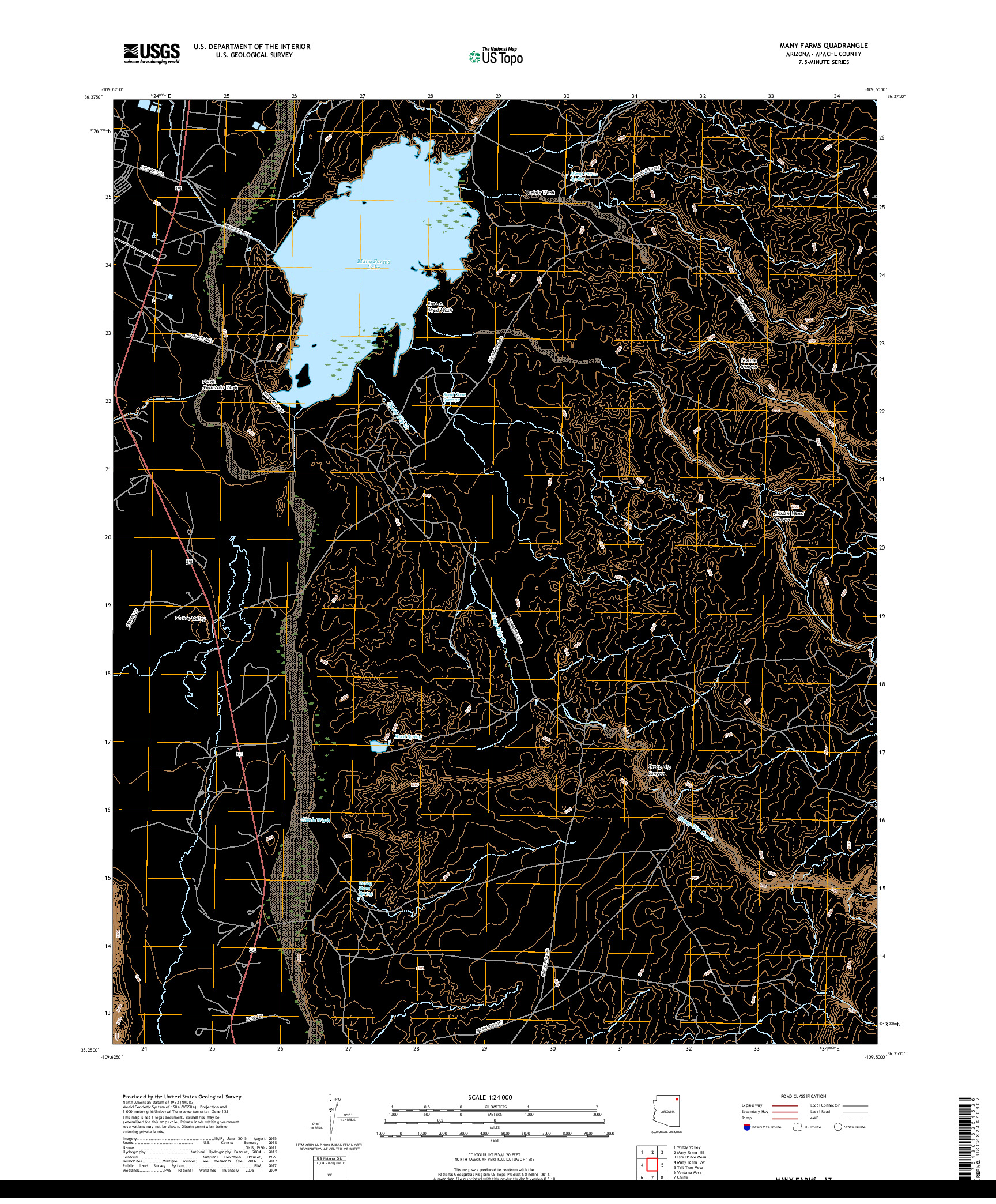 USGS US TOPO 7.5-MINUTE MAP FOR MANY FARMS, AZ 2018