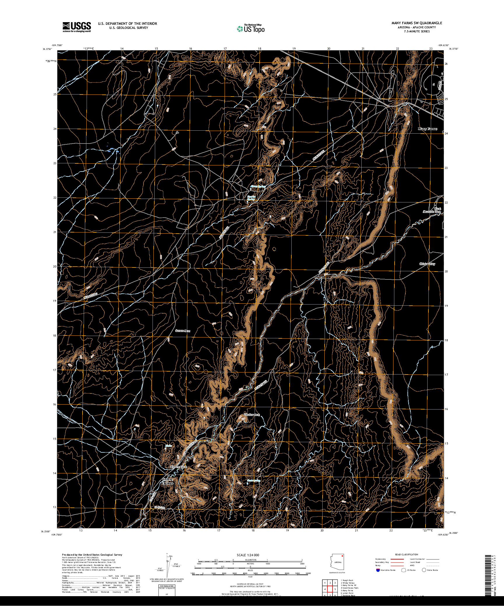 USGS US TOPO 7.5-MINUTE MAP FOR MANY FARMS SW, AZ 2018