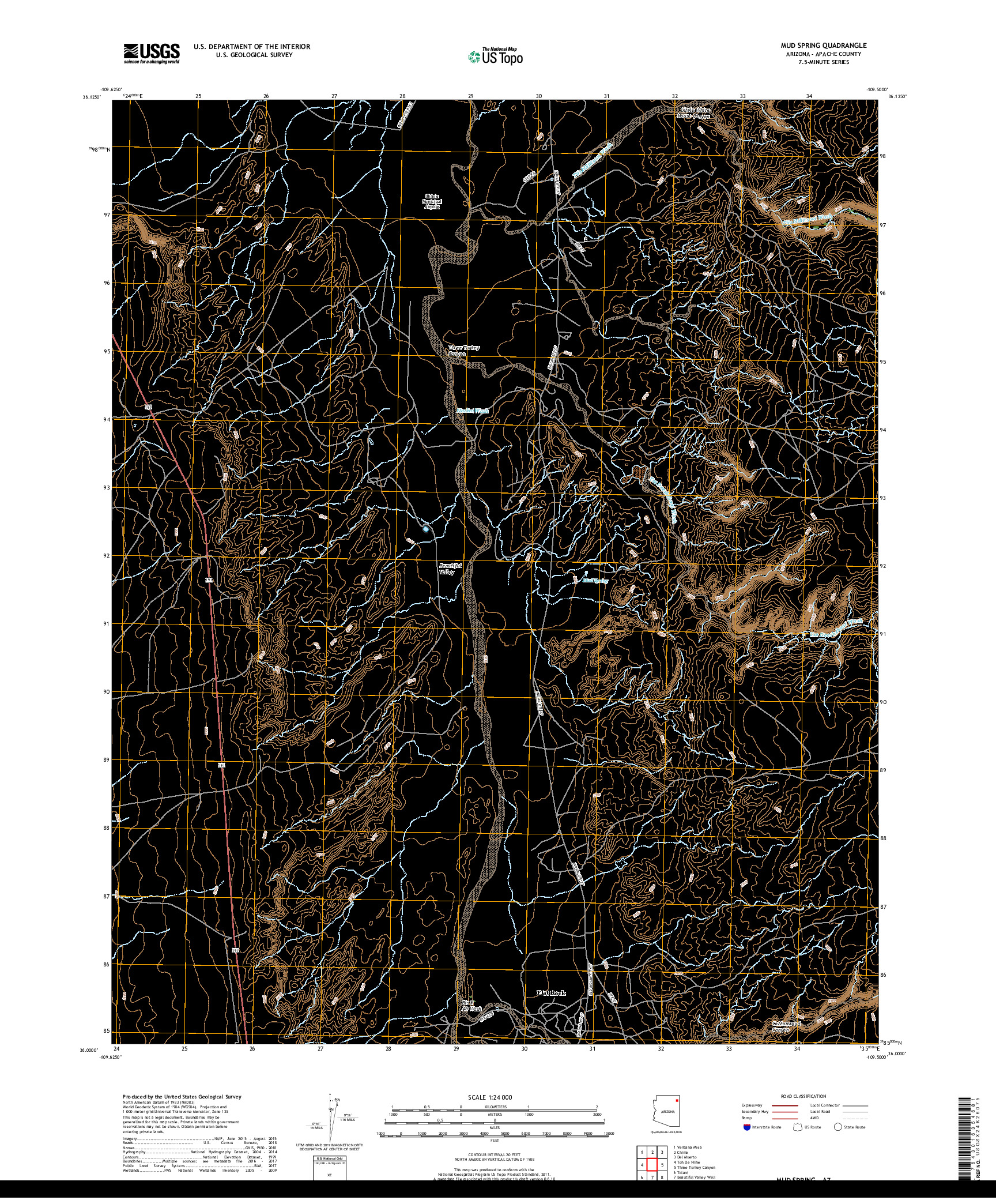 USGS US TOPO 7.5-MINUTE MAP FOR MUD SPRING, AZ 2018