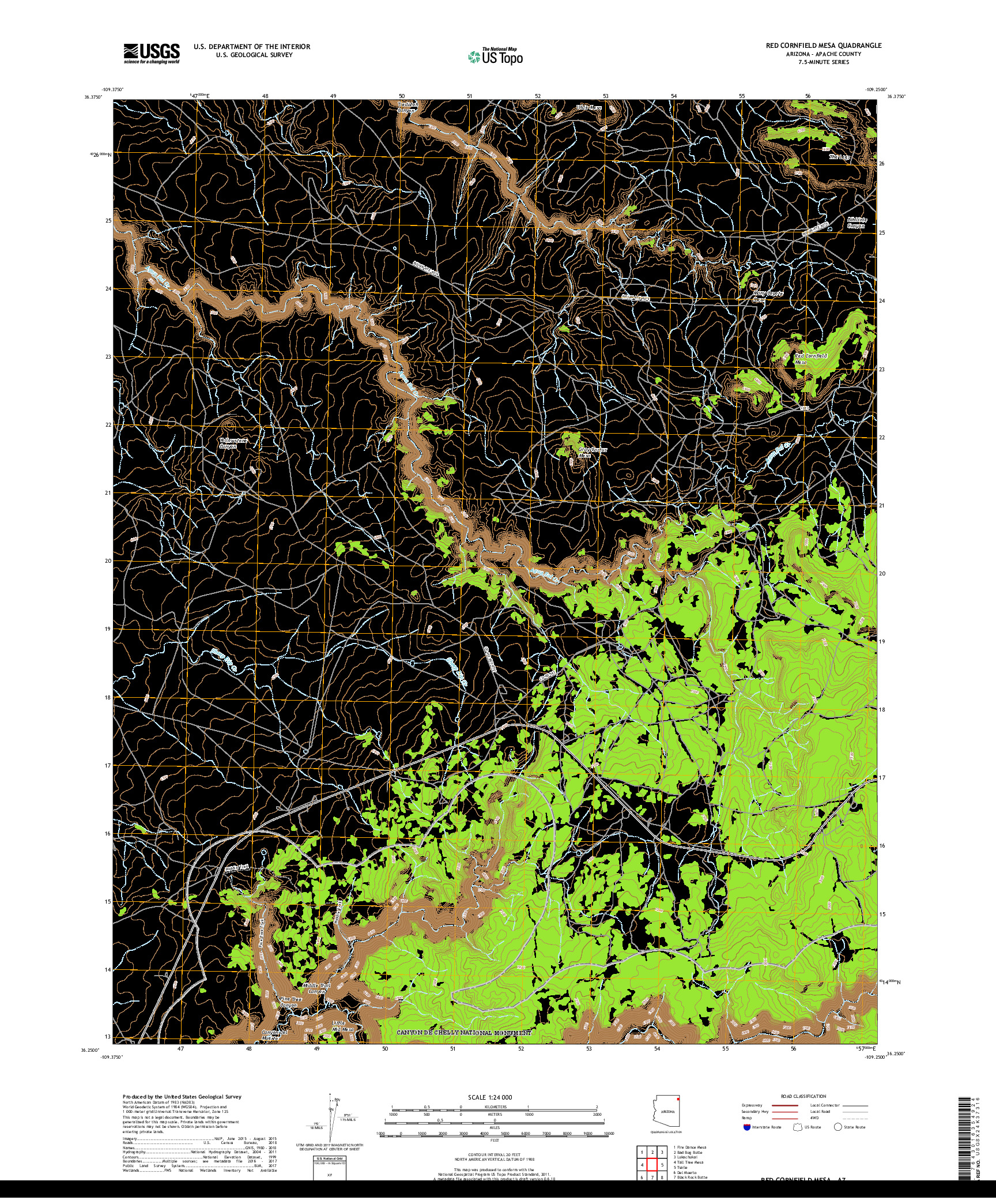 USGS US TOPO 7.5-MINUTE MAP FOR RED CORNFIELD MESA, AZ 2018