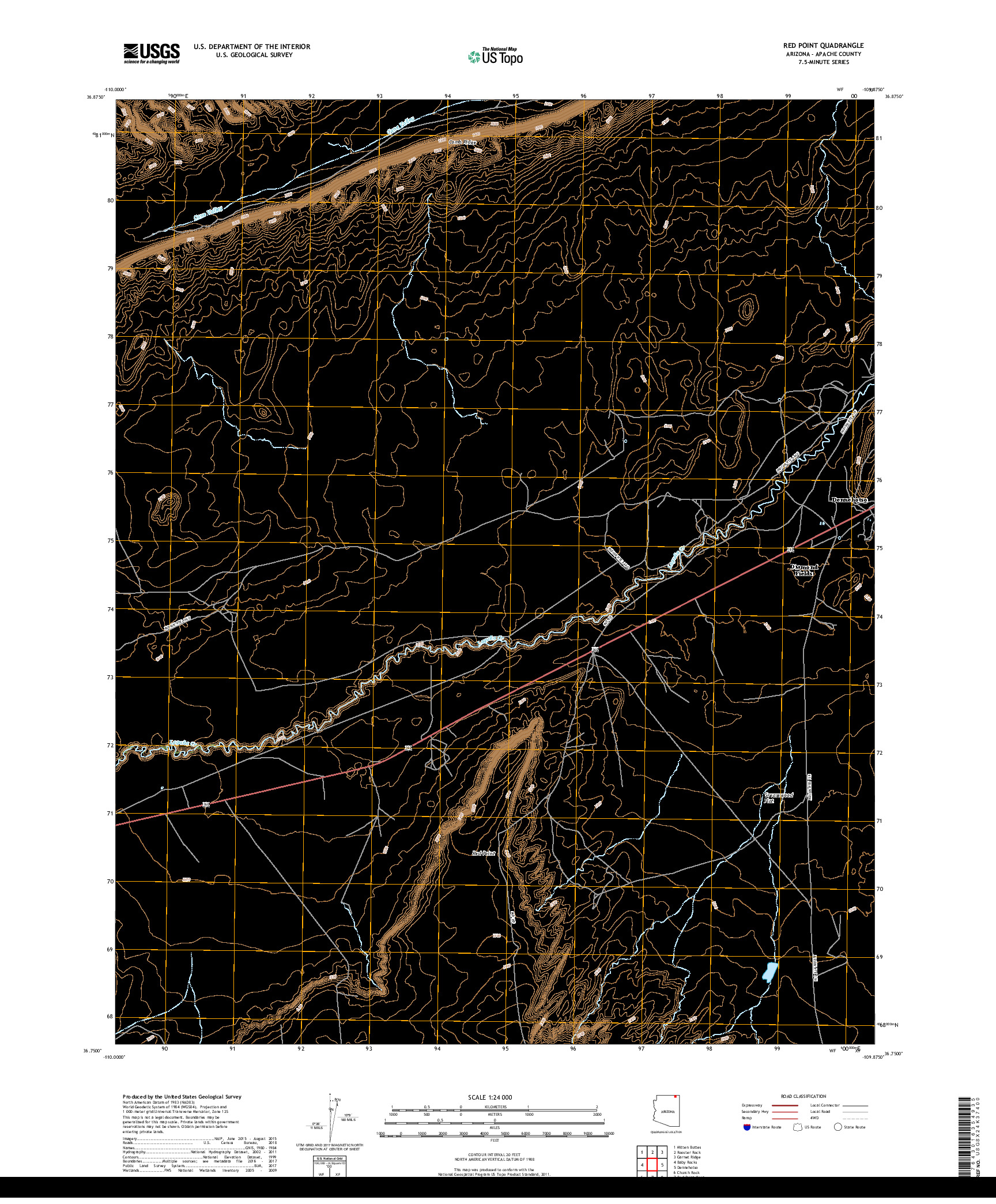 USGS US TOPO 7.5-MINUTE MAP FOR RED POINT, AZ 2018