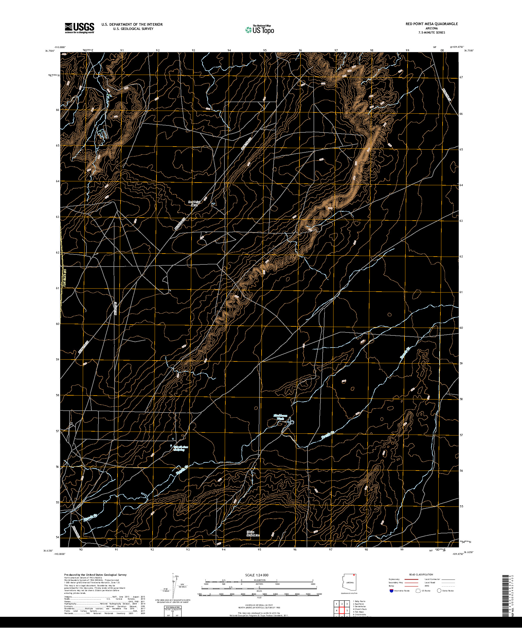 USGS US TOPO 7.5-MINUTE MAP FOR RED POINT MESA, AZ 2018