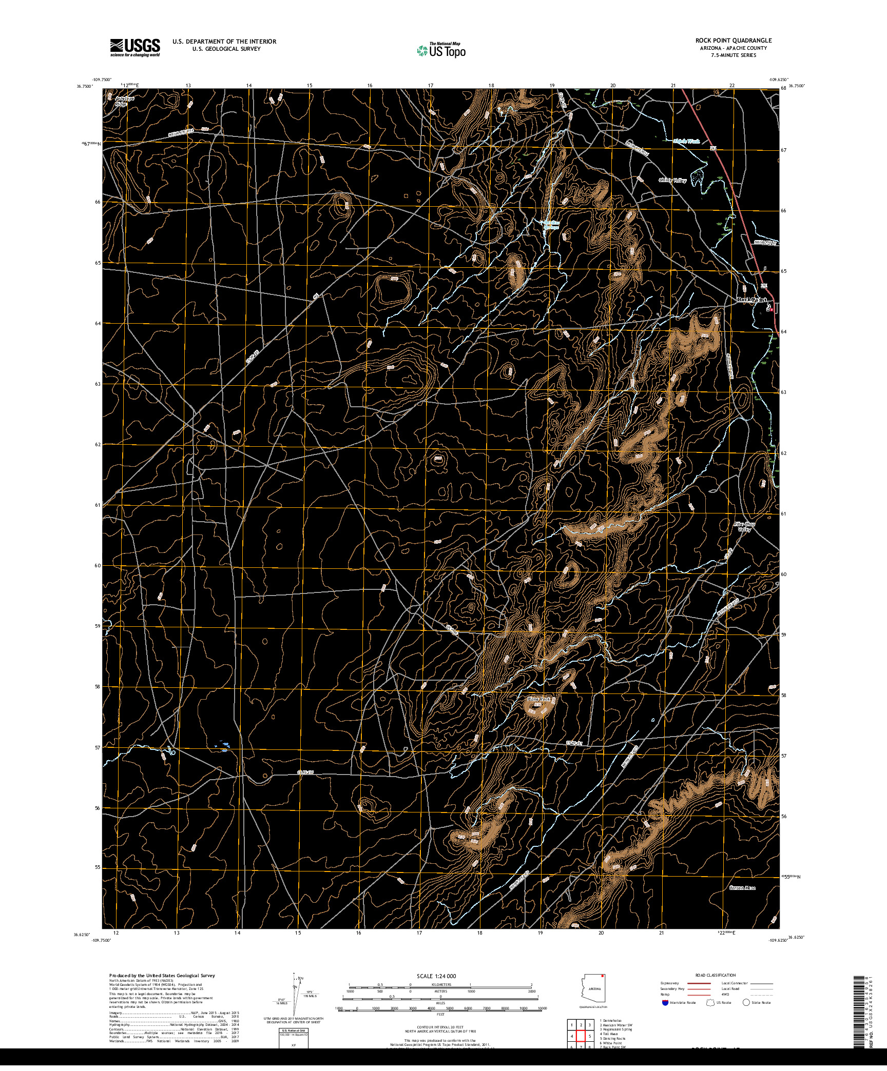 USGS US TOPO 7.5-MINUTE MAP FOR ROCK POINT, AZ 2018