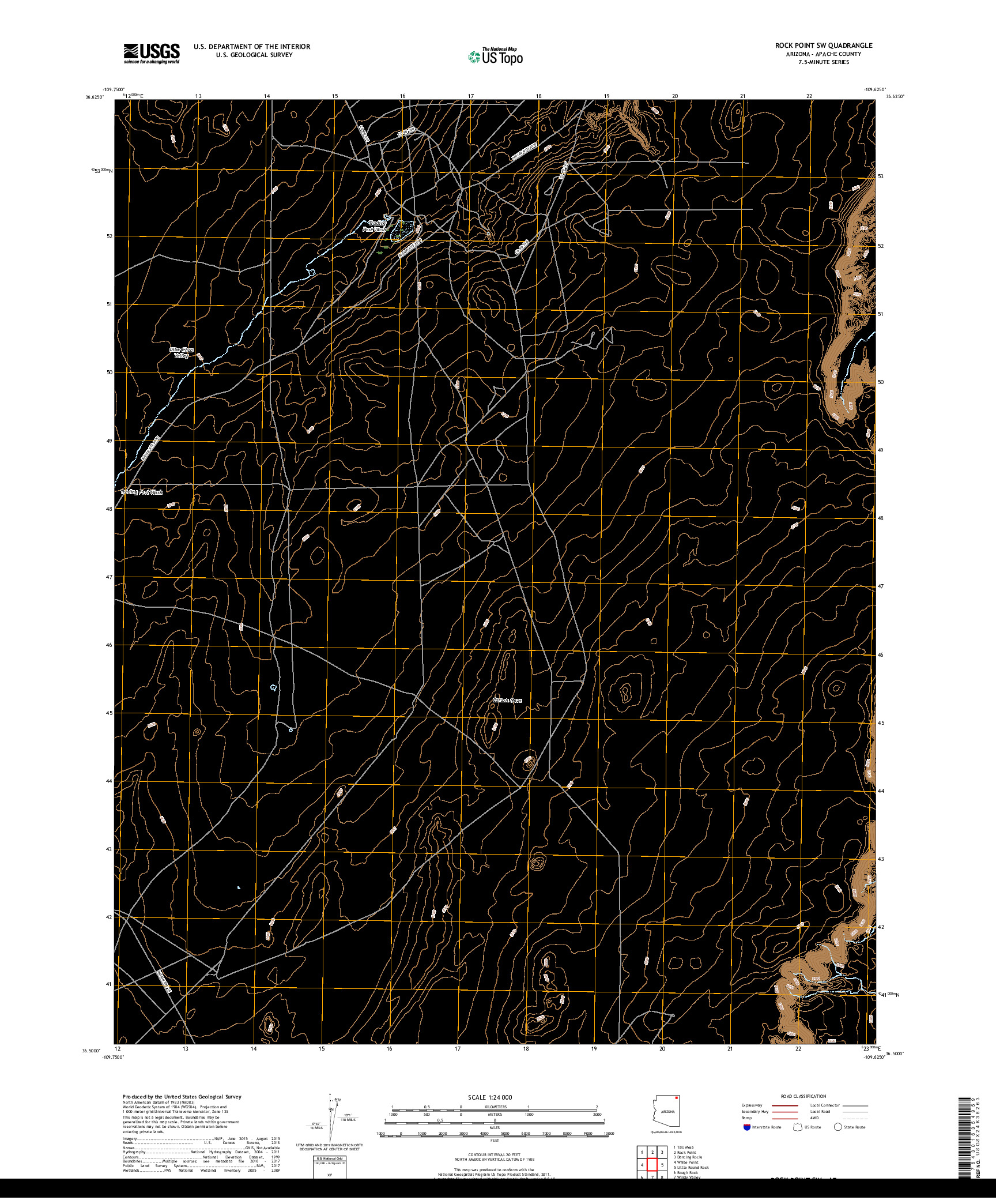 USGS US TOPO 7.5-MINUTE MAP FOR ROCK POINT SW, AZ 2018