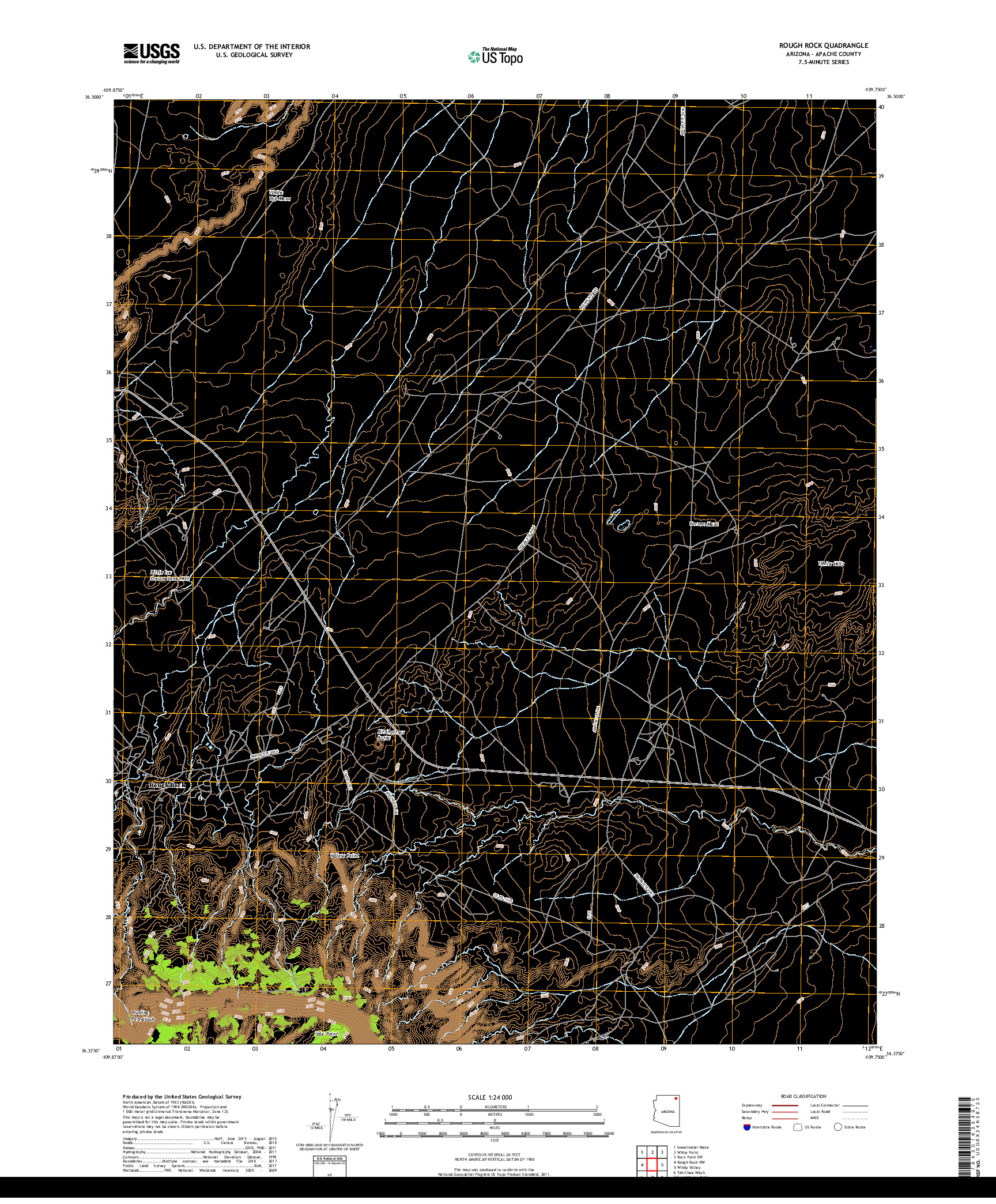 USGS US TOPO 7.5-MINUTE MAP FOR ROUGH ROCK, AZ 2018