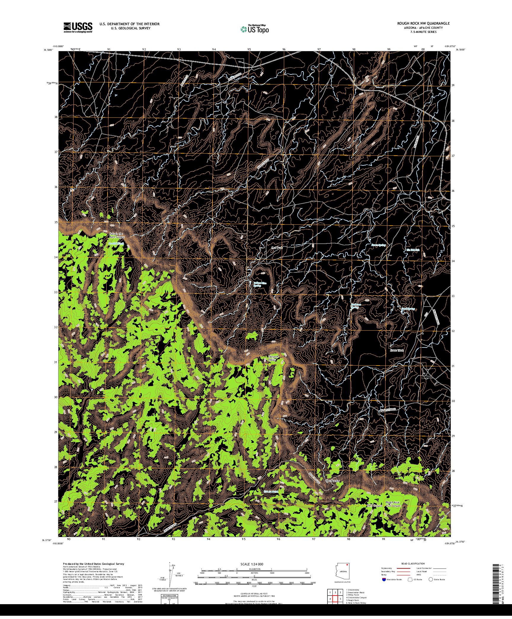 USGS US TOPO 7.5-MINUTE MAP FOR ROUGH ROCK NW, AZ 2018