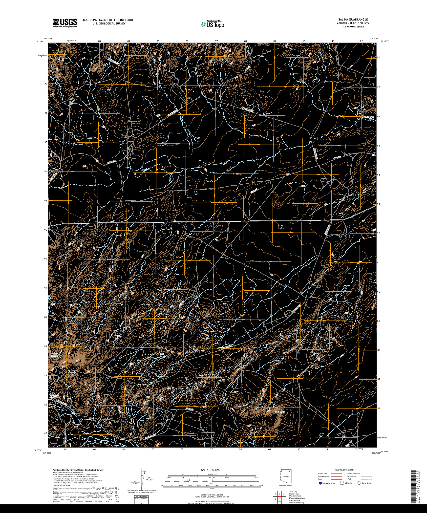 USGS US TOPO 7.5-MINUTE MAP FOR SALINA, AZ 2018