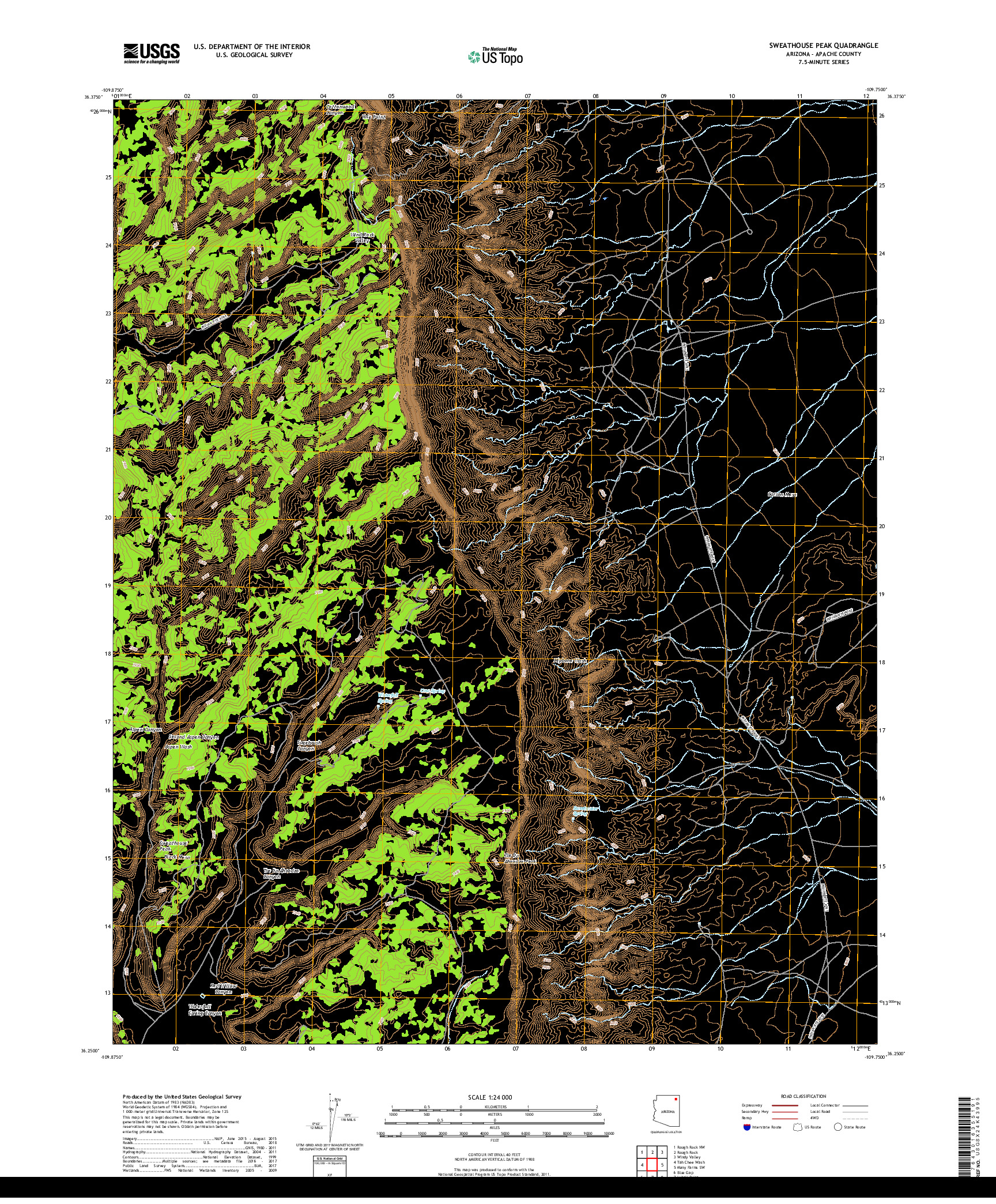 USGS US TOPO 7.5-MINUTE MAP FOR SWEATHOUSE PEAK, AZ 2018