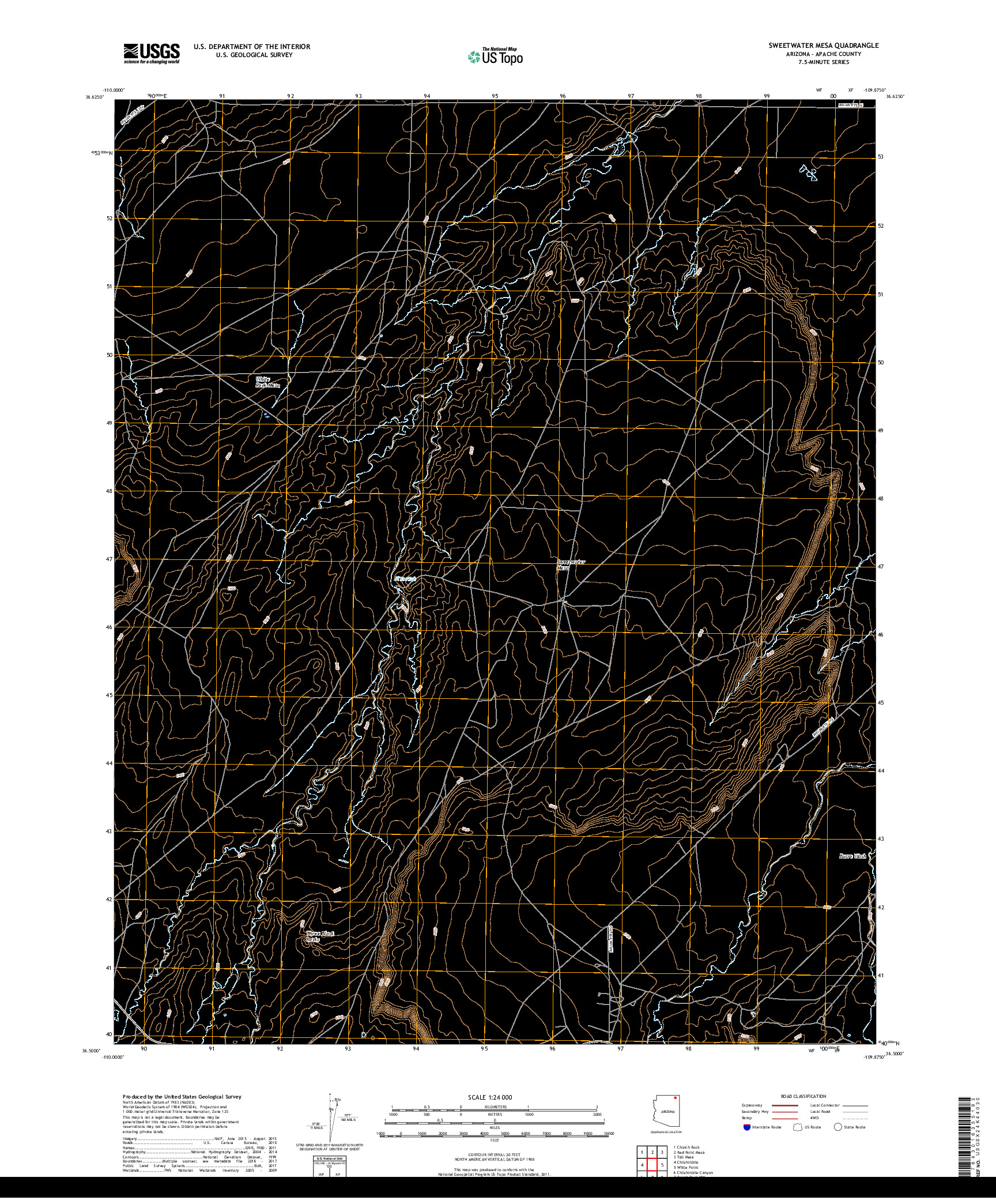 USGS US TOPO 7.5-MINUTE MAP FOR SWEETWATER MESA, AZ 2018