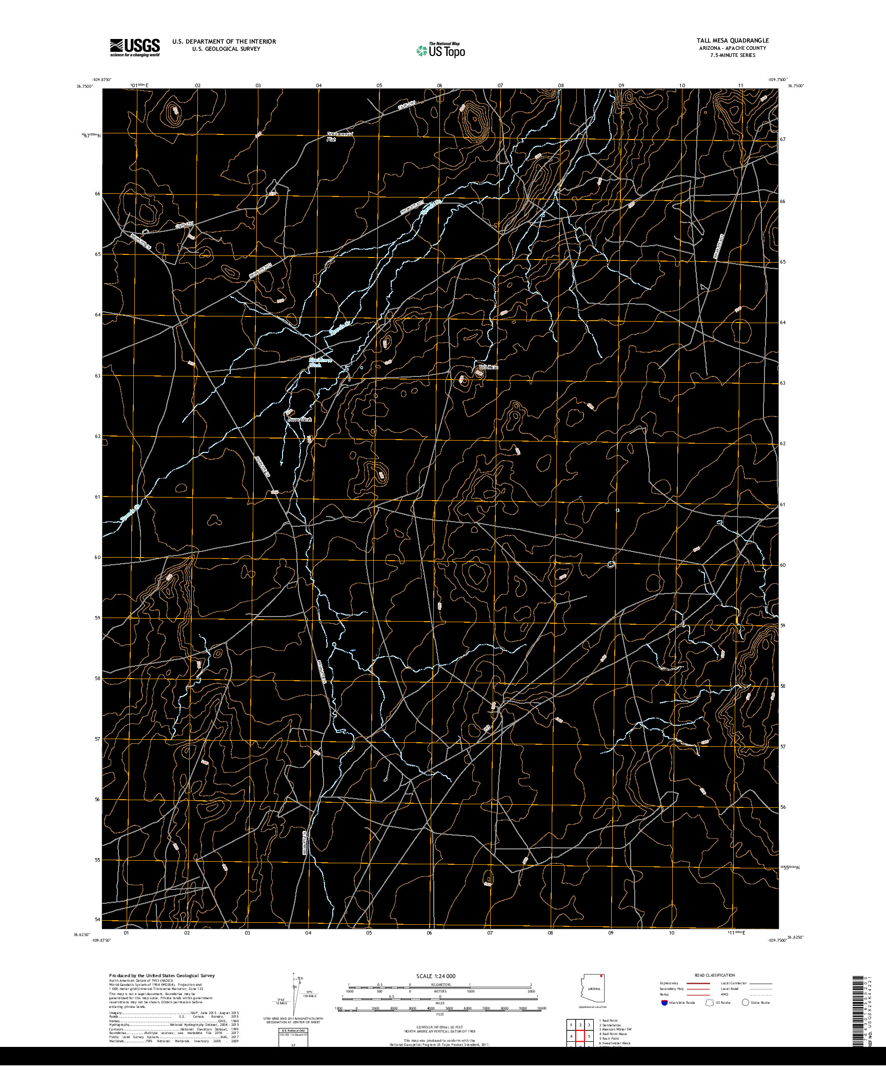USGS US TOPO 7.5-MINUTE MAP FOR TALL MESA, AZ 2018