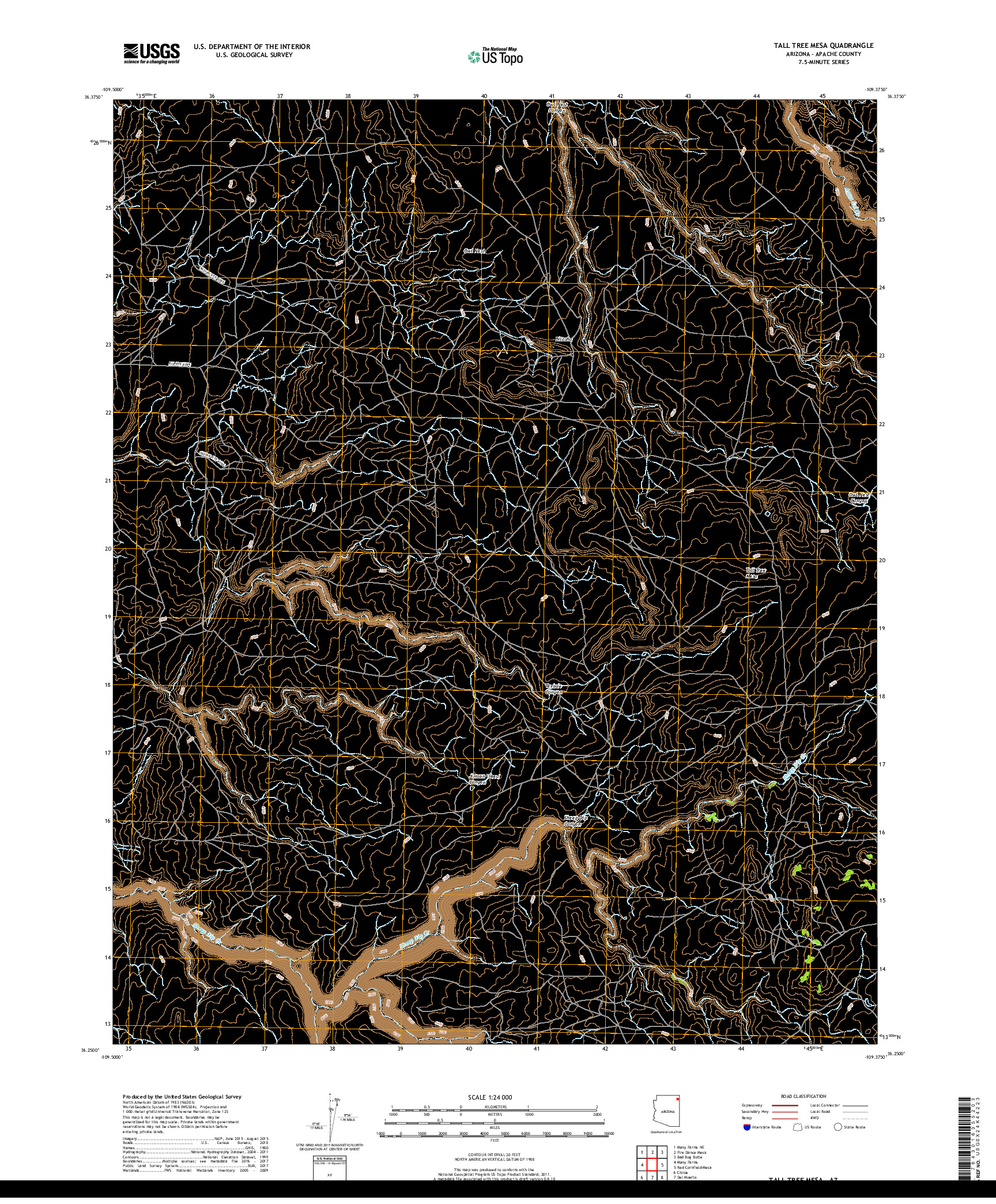 USGS US TOPO 7.5-MINUTE MAP FOR TALL TREE MESA, AZ 2018