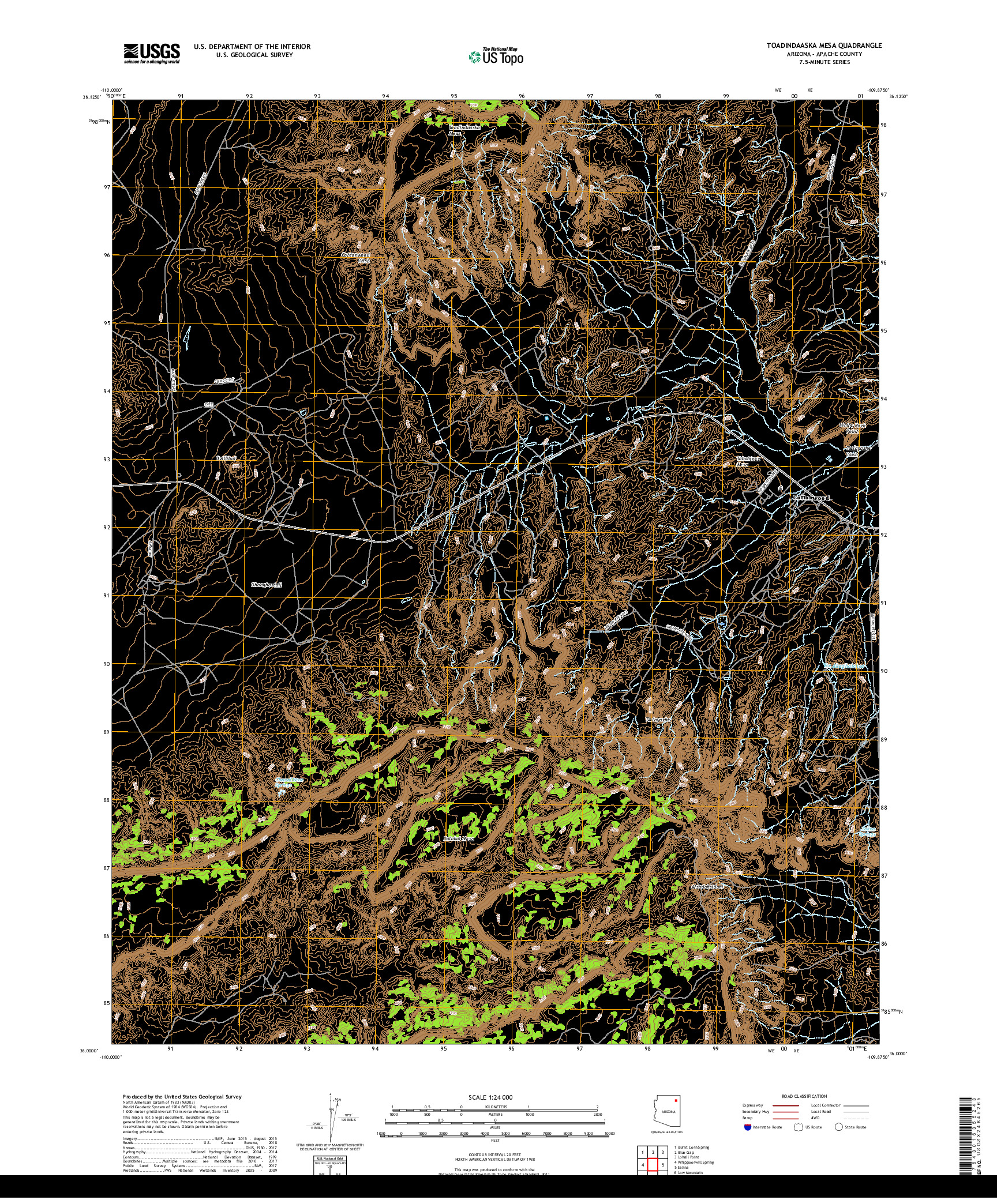 USGS US TOPO 7.5-MINUTE MAP FOR TOADINDAASKA MESA, AZ 2018
