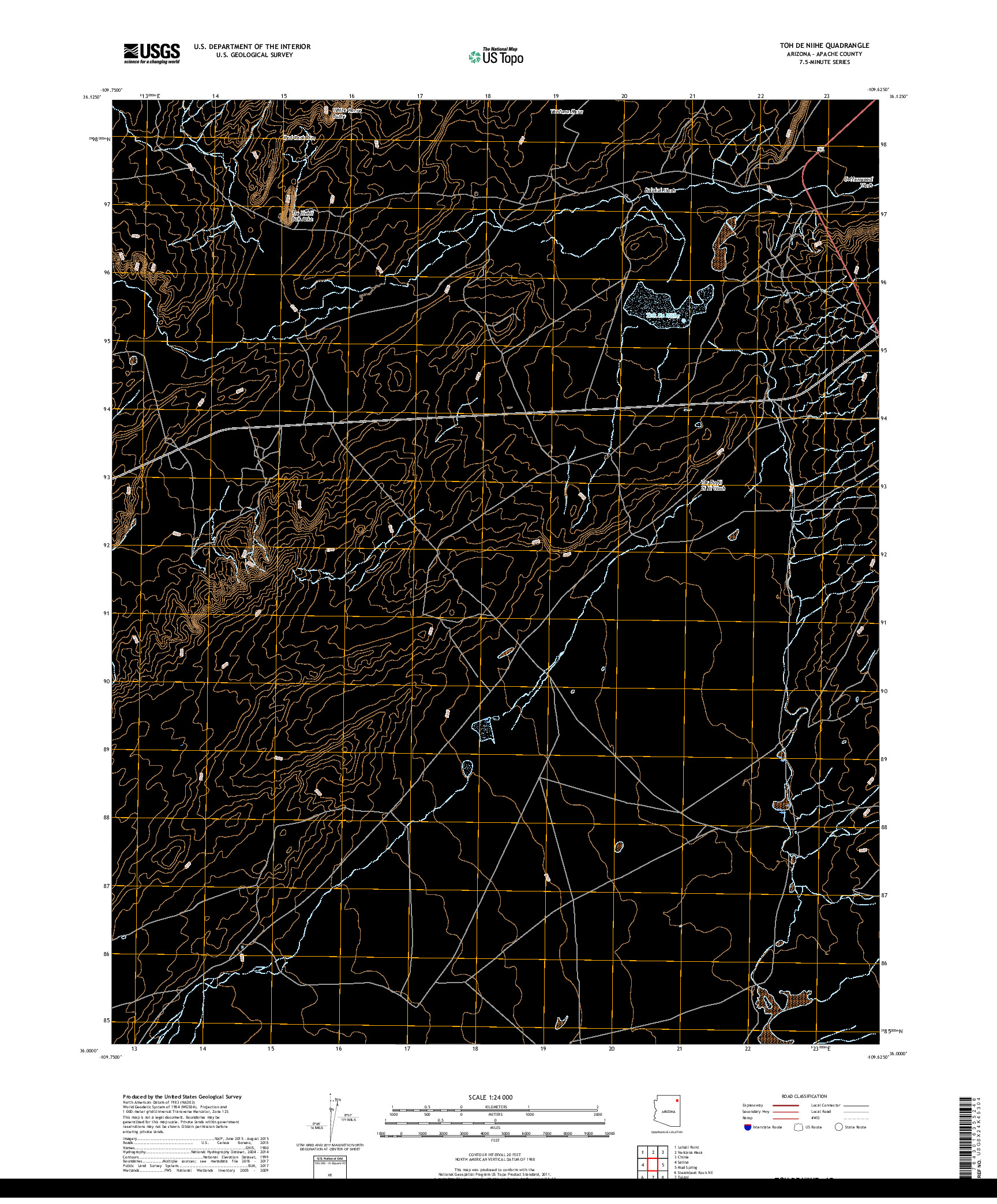 USGS US TOPO 7.5-MINUTE MAP FOR TOH DE NIIHE, AZ 2018