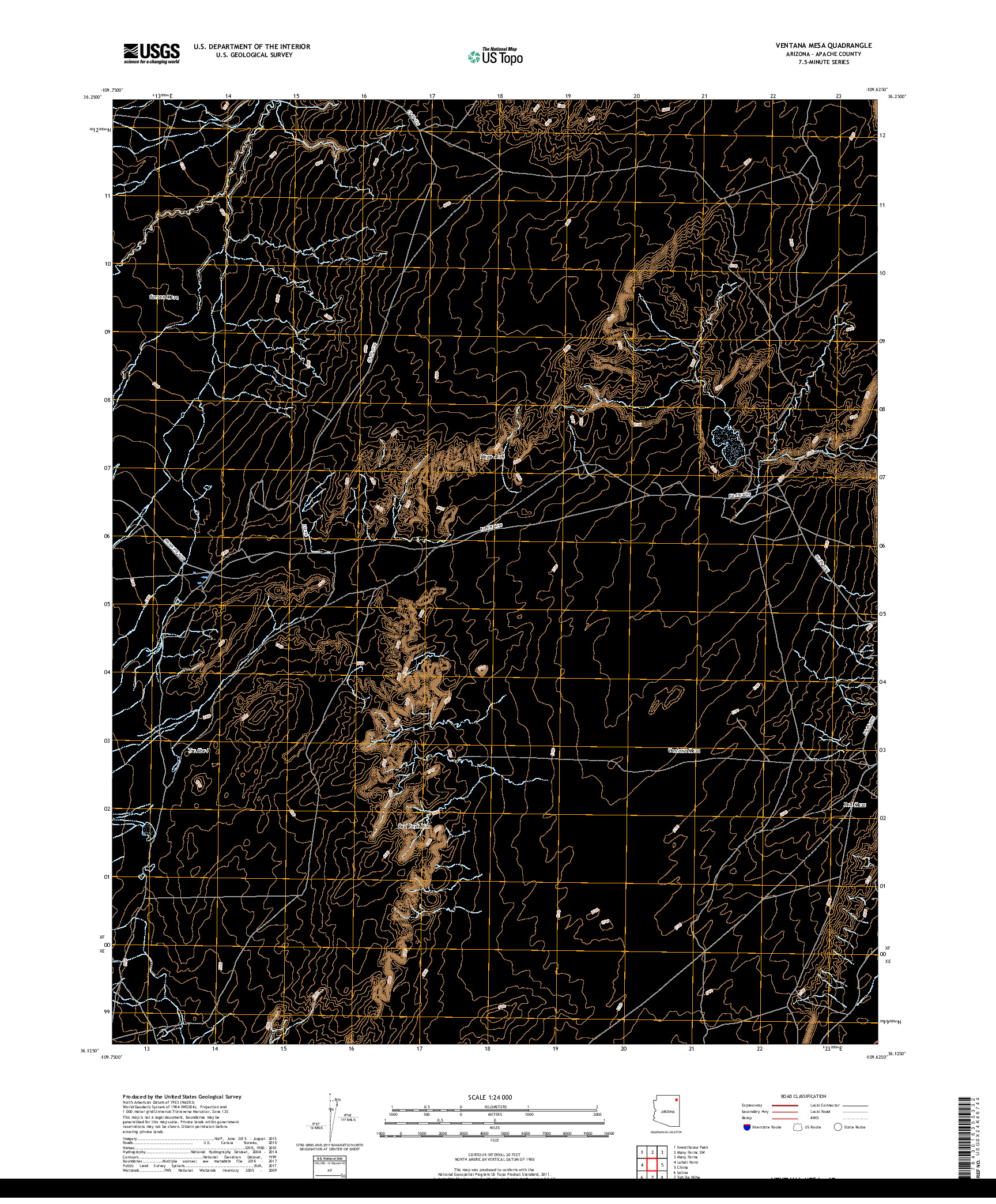 USGS US TOPO 7.5-MINUTE MAP FOR VENTANA MESA, AZ 2018