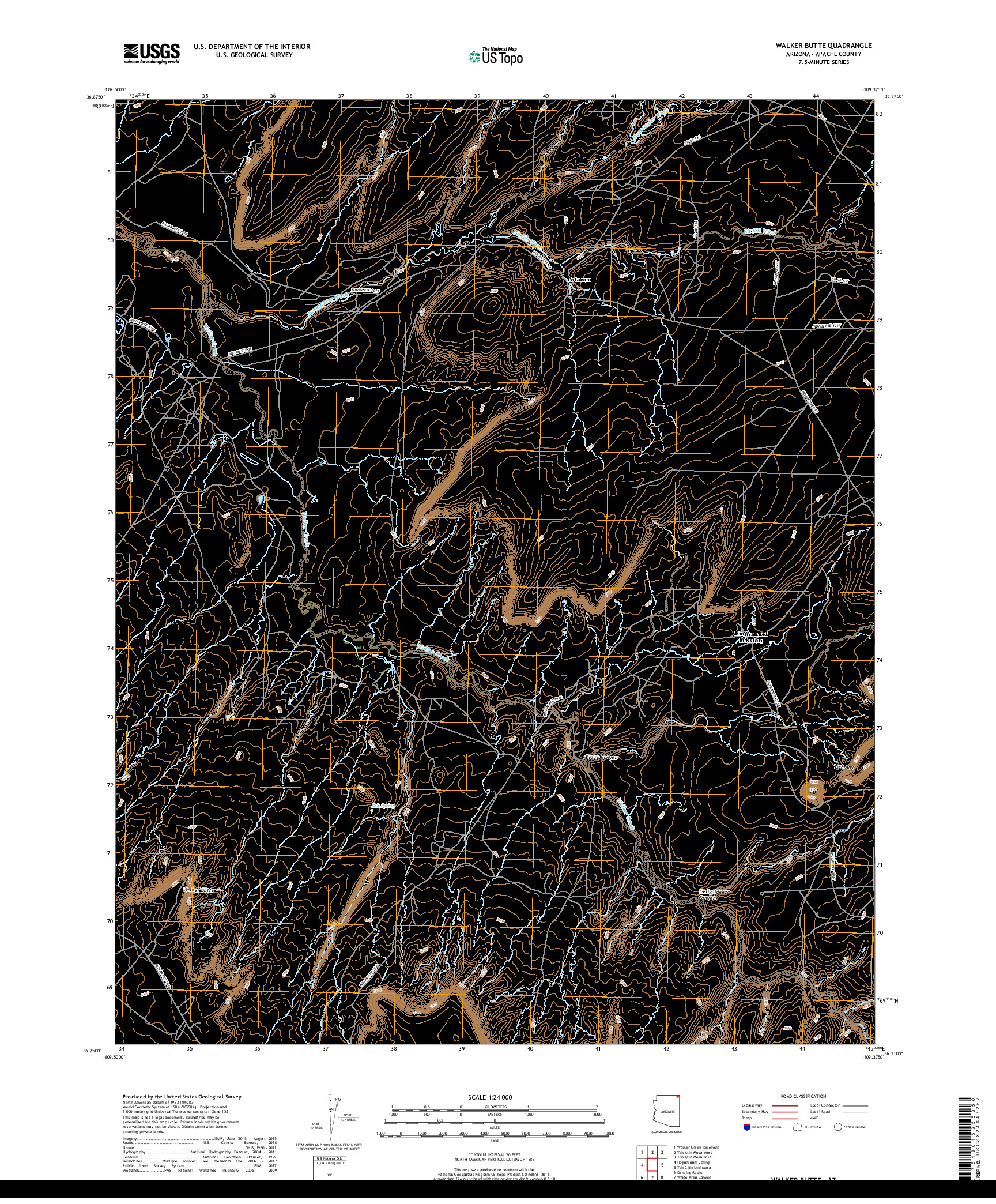 USGS US TOPO 7.5-MINUTE MAP FOR WALKER BUTTE, AZ 2018