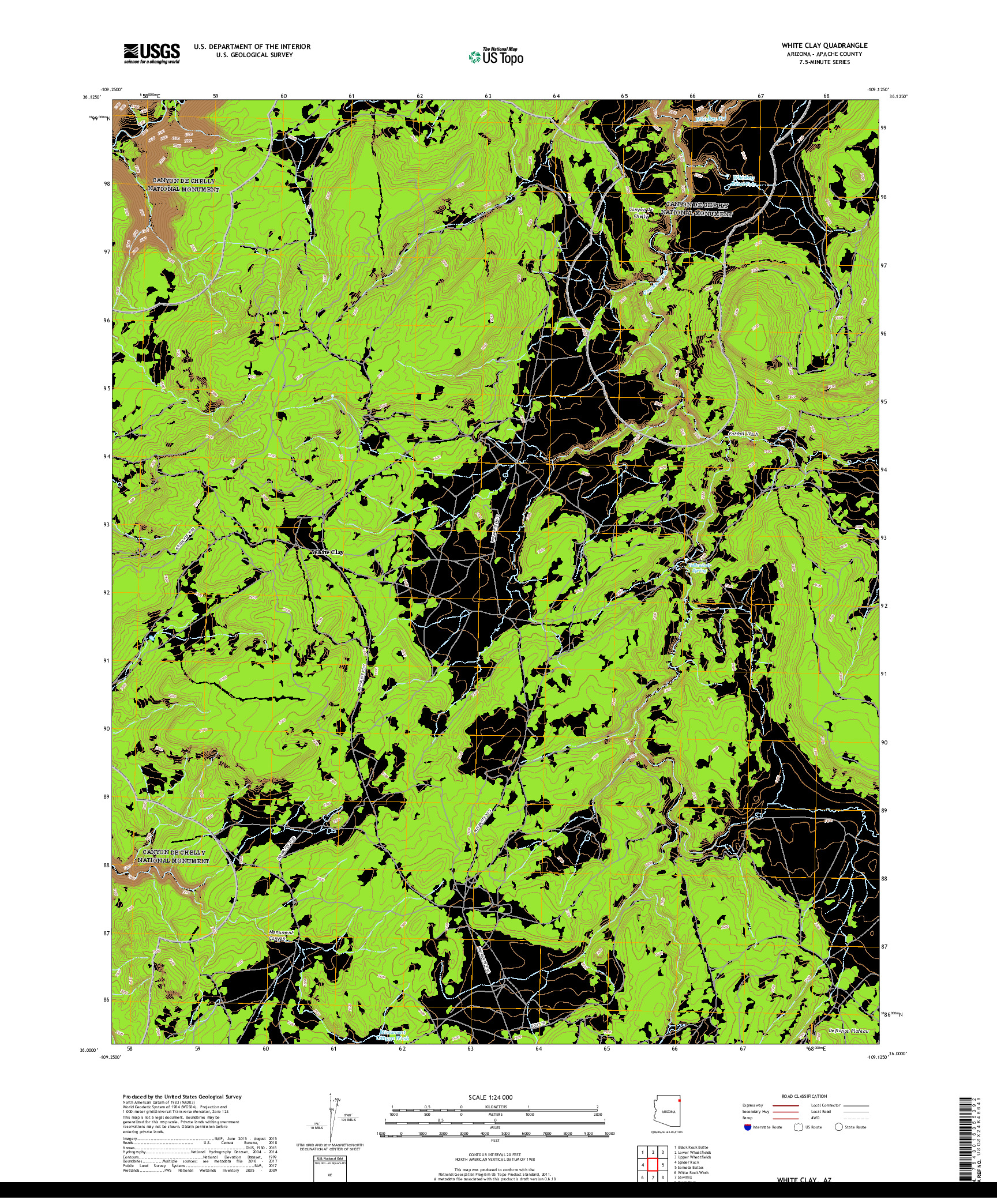 USGS US TOPO 7.5-MINUTE MAP FOR WHITE CLAY, AZ 2018