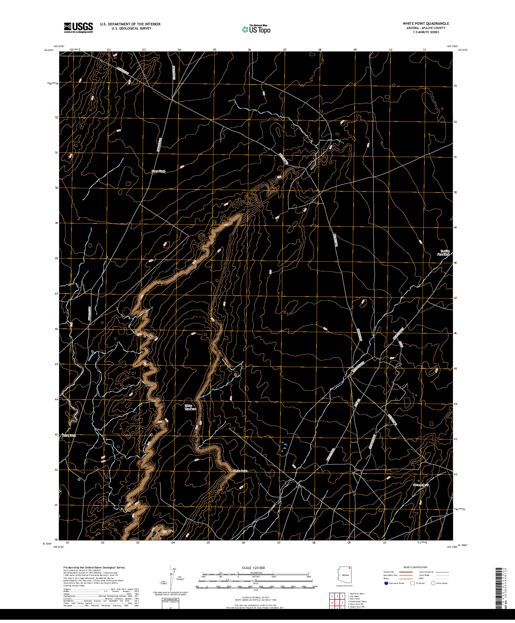 USGS US TOPO 7.5-MINUTE MAP FOR WHITE POINT, AZ 2018