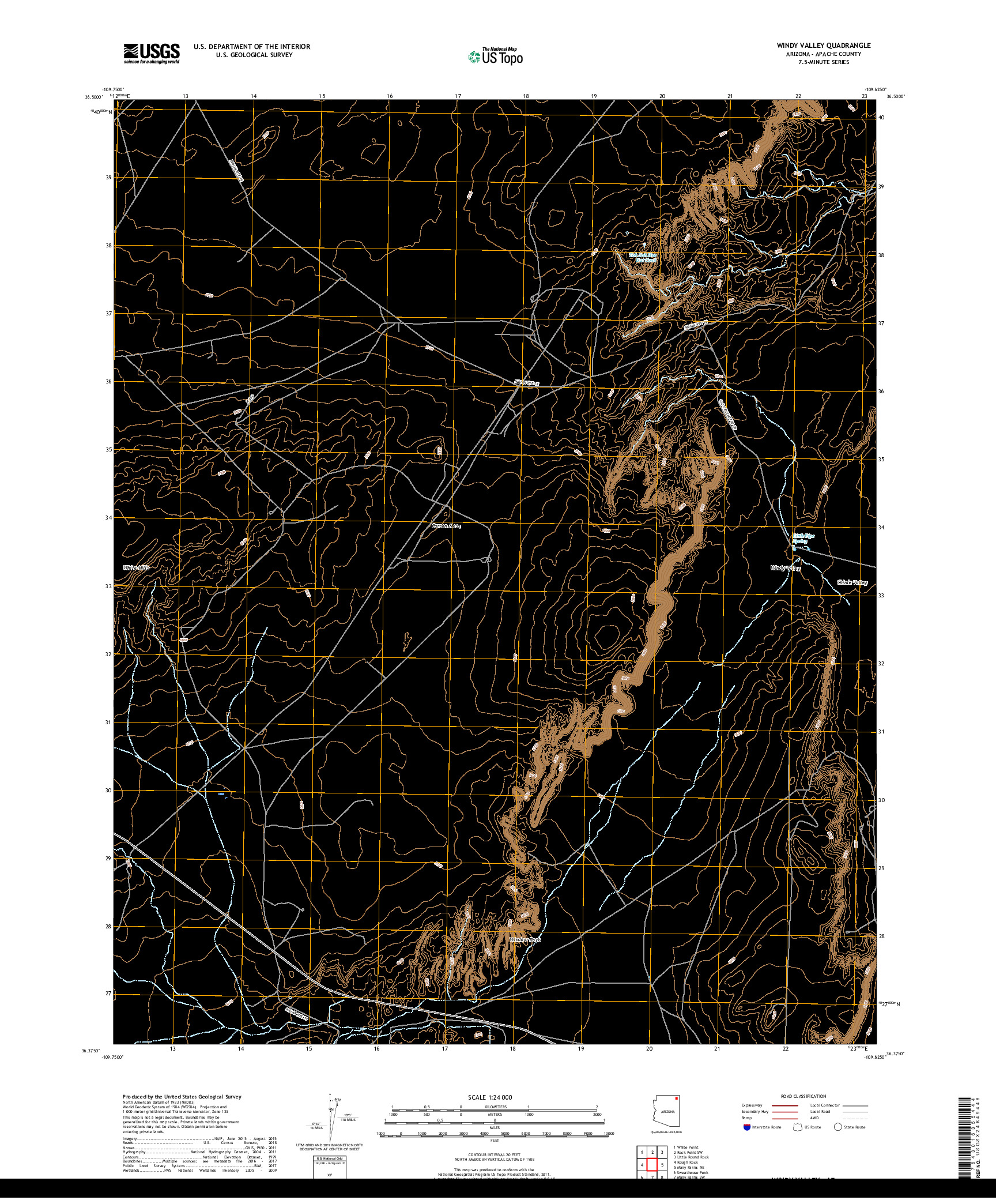 USGS US TOPO 7.5-MINUTE MAP FOR WINDY VALLEY, AZ 2018