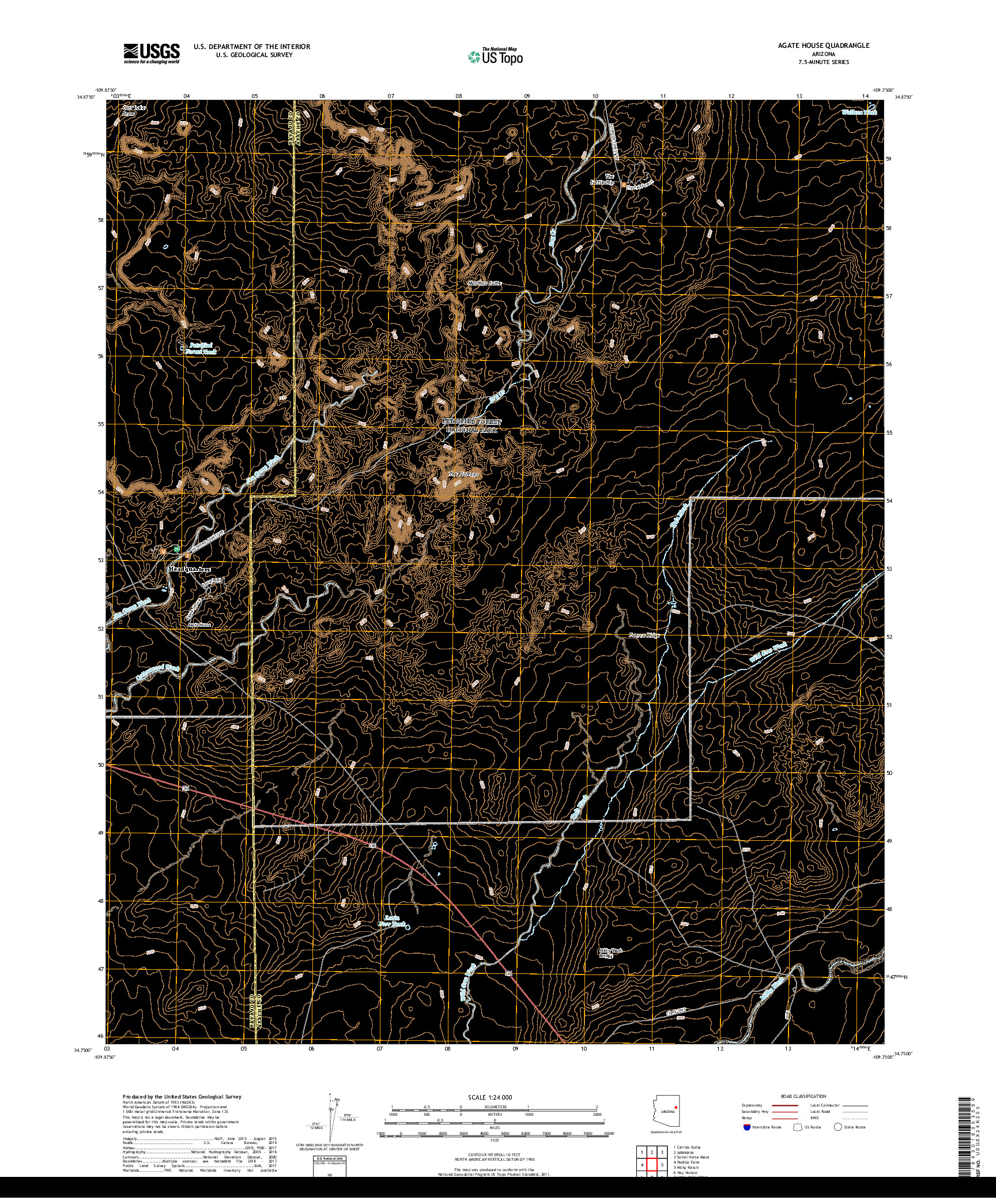 USGS US TOPO 7.5-MINUTE MAP FOR AGATE HOUSE, AZ 2018
