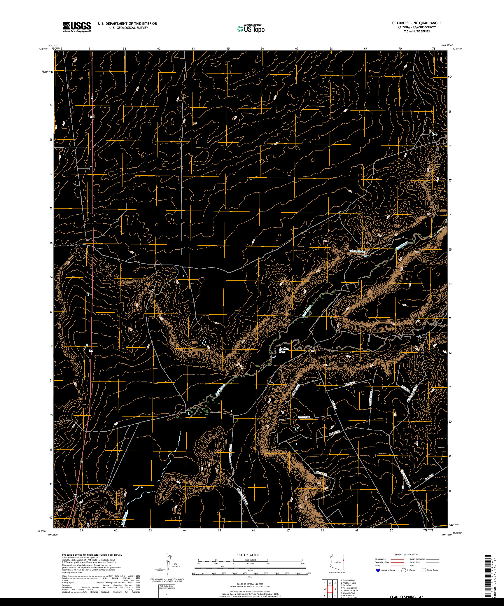 USGS US TOPO 7.5-MINUTE MAP FOR CEADRO SPRING, AZ 2018