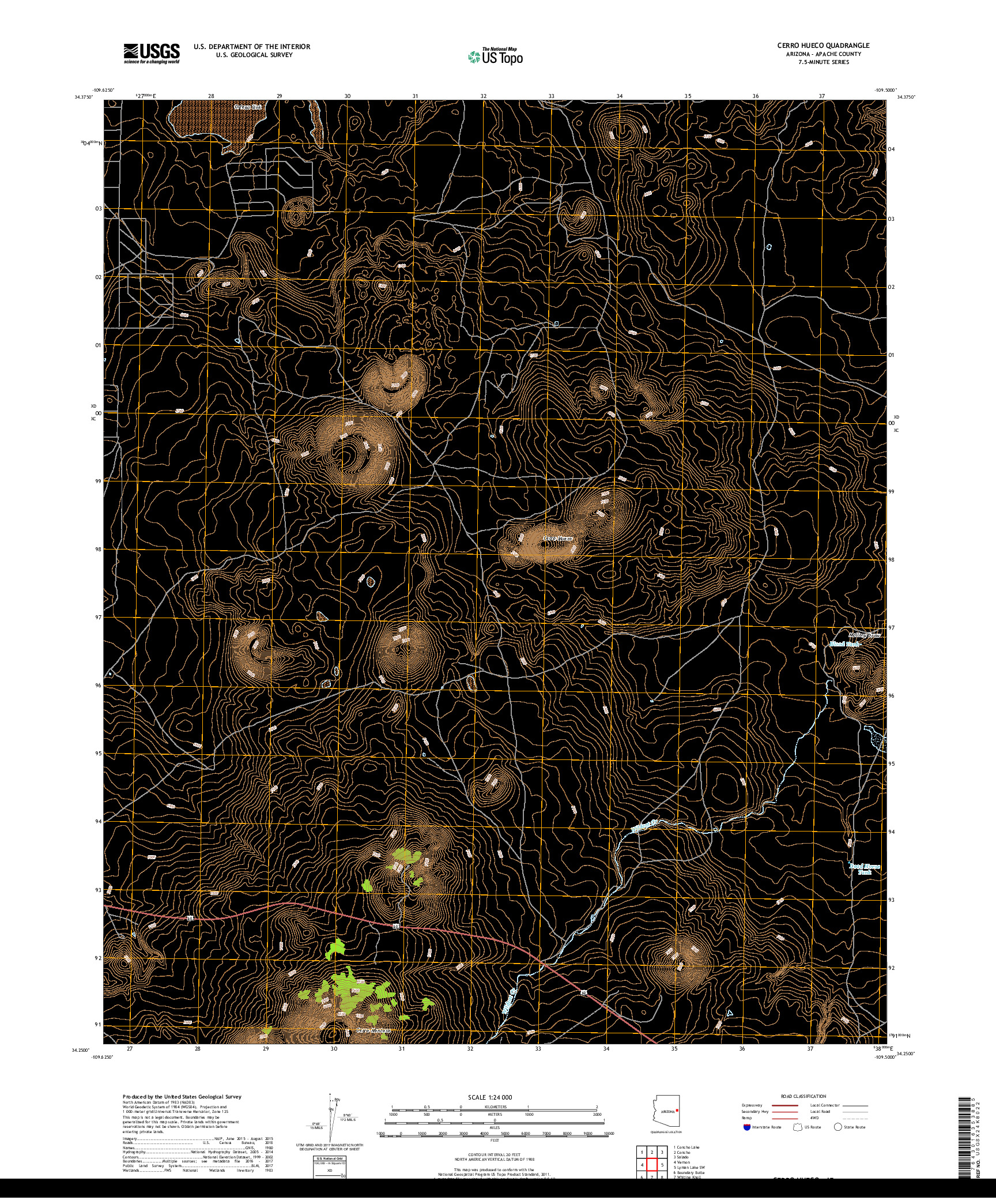 USGS US TOPO 7.5-MINUTE MAP FOR CERRO HUECO, AZ 2018