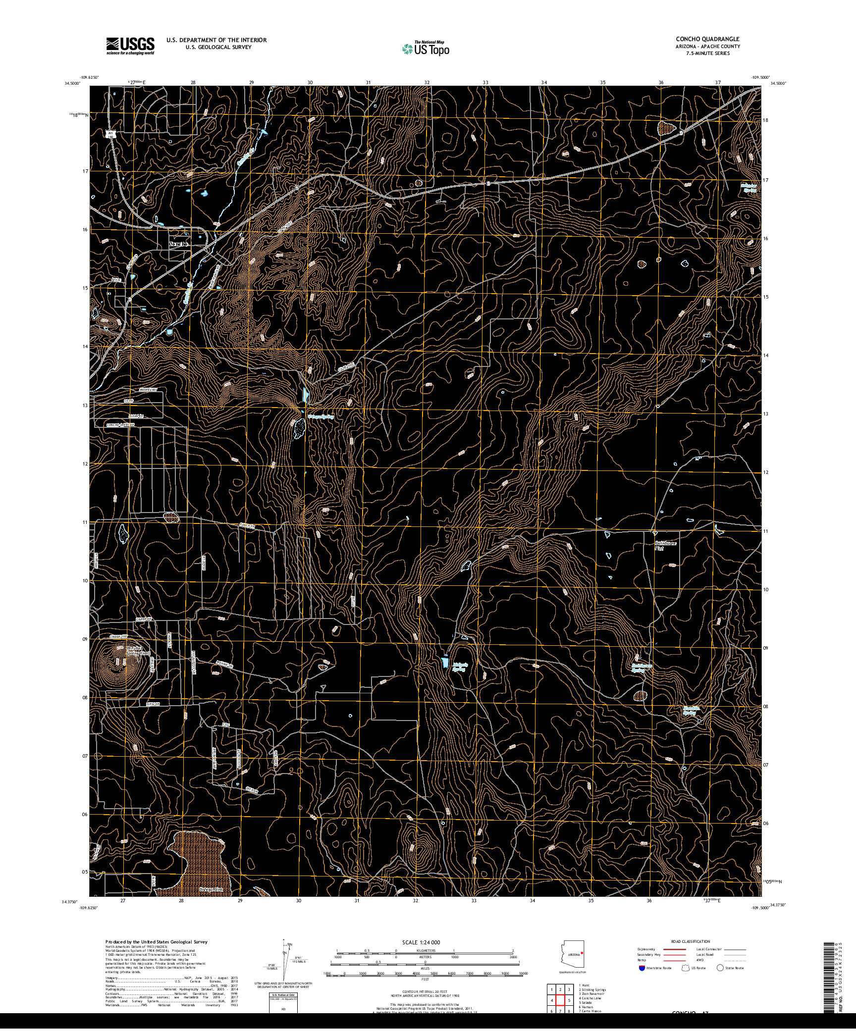 USGS US TOPO 7.5-MINUTE MAP FOR CONCHO, AZ 2018