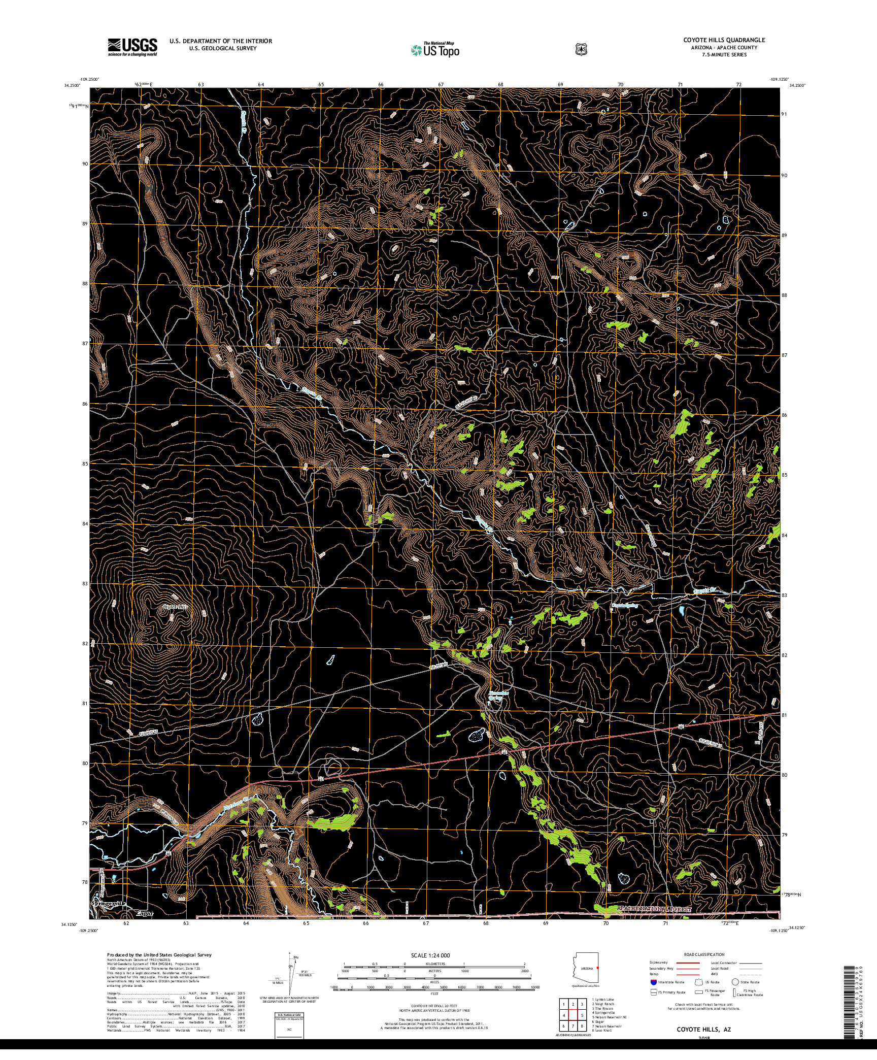 USGS US TOPO 7.5-MINUTE MAP FOR COYOTE HILLS, AZ 2018