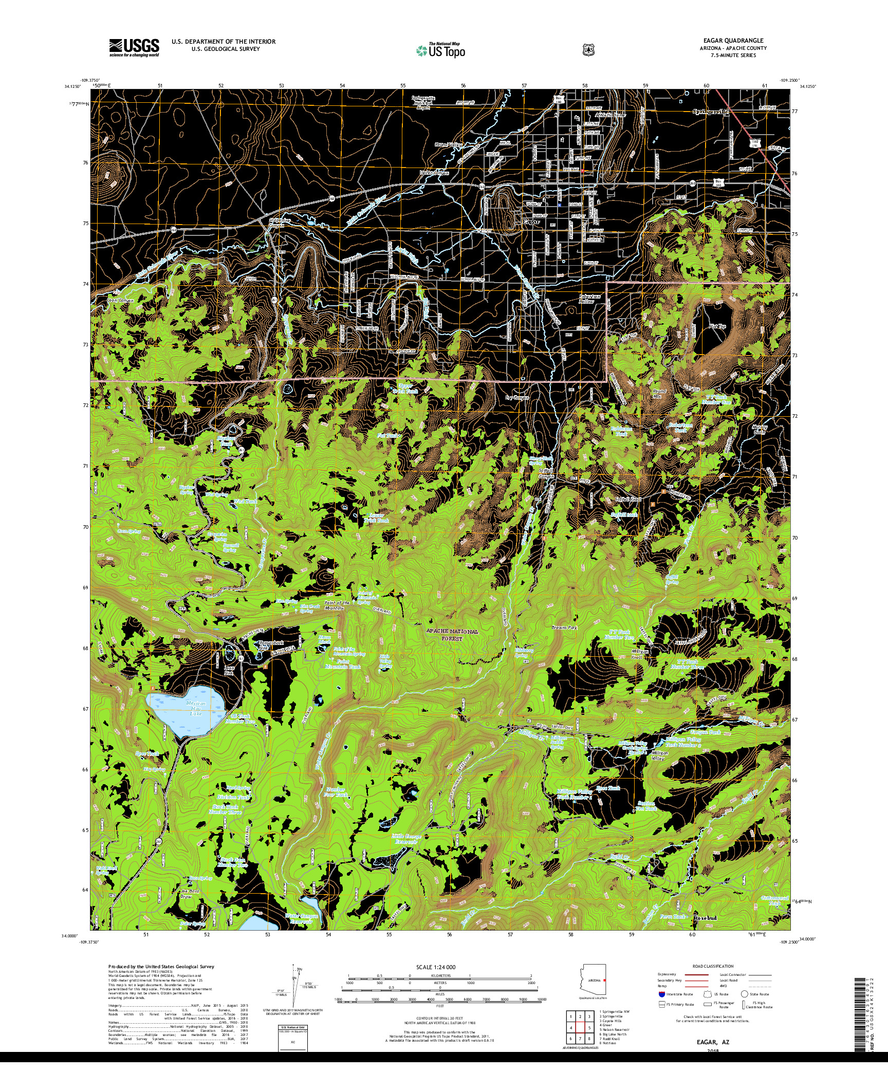 USGS US TOPO 7.5-MINUTE MAP FOR EAGAR, AZ 2018