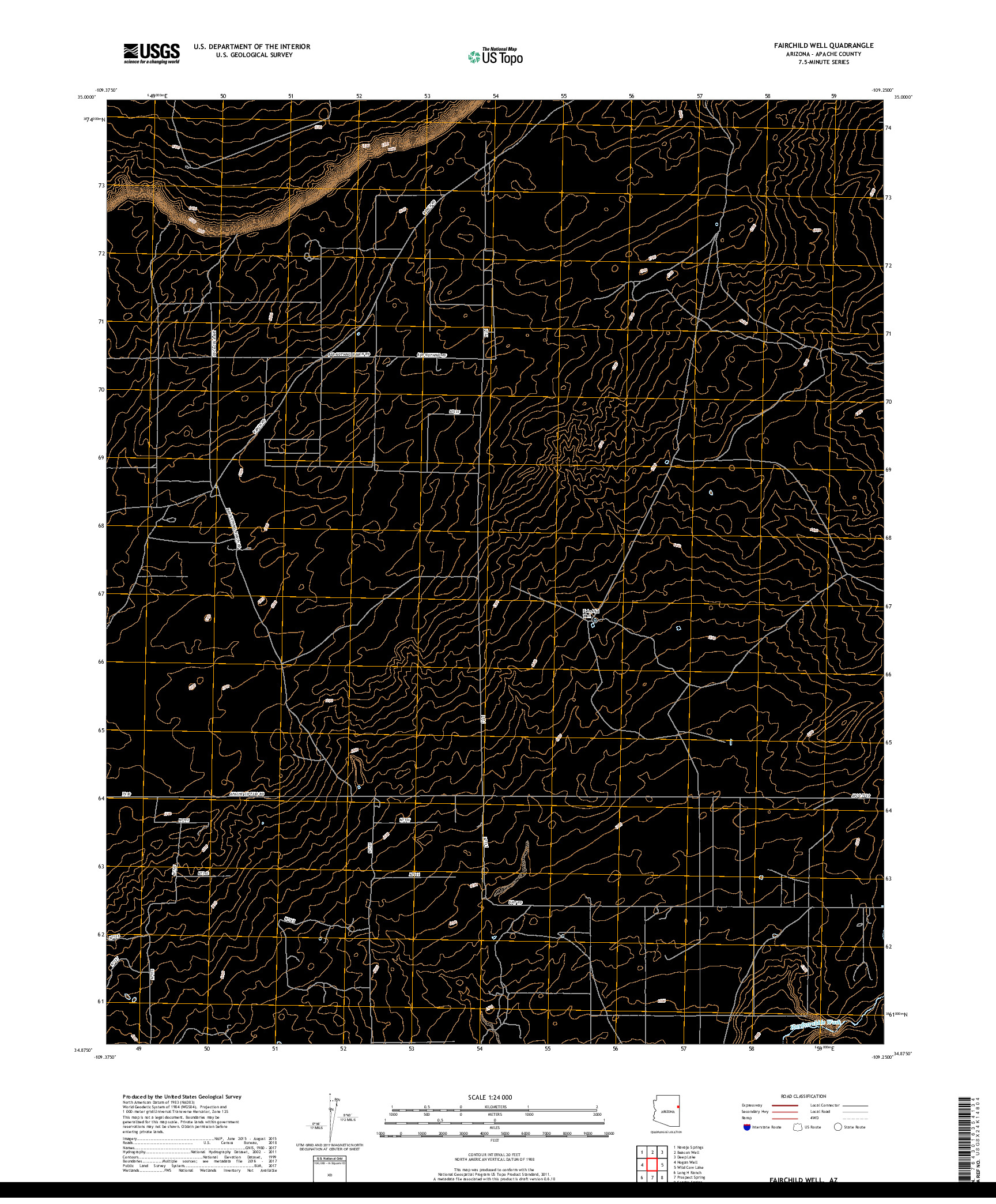 USGS US TOPO 7.5-MINUTE MAP FOR FAIRCHILD WELL, AZ 2018