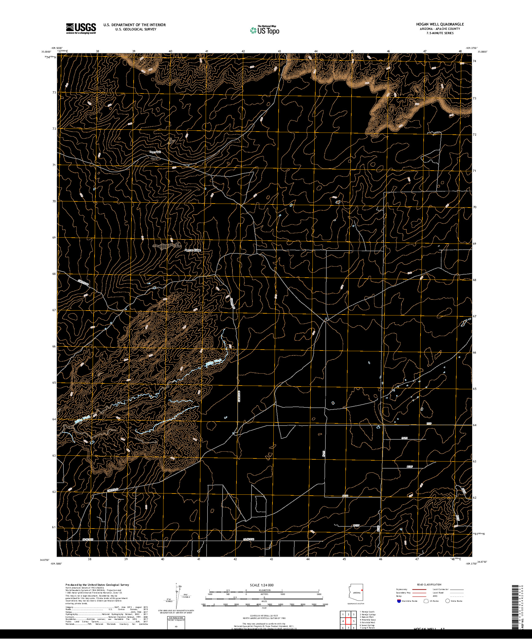 USGS US TOPO 7.5-MINUTE MAP FOR HOGAN WELL, AZ 2018