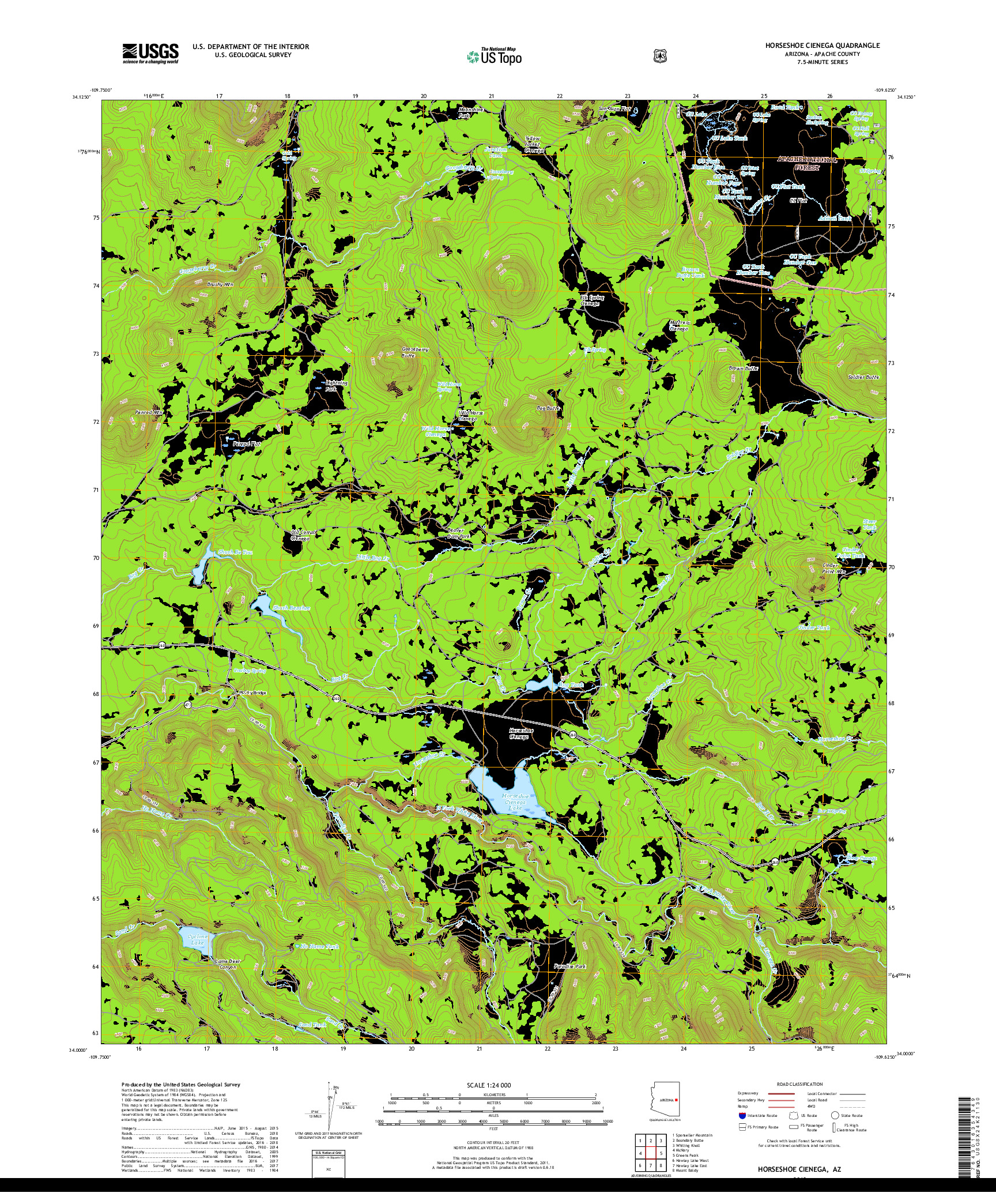 USGS US TOPO 7.5-MINUTE MAP FOR HORSESHOE CIENEGA, AZ 2018