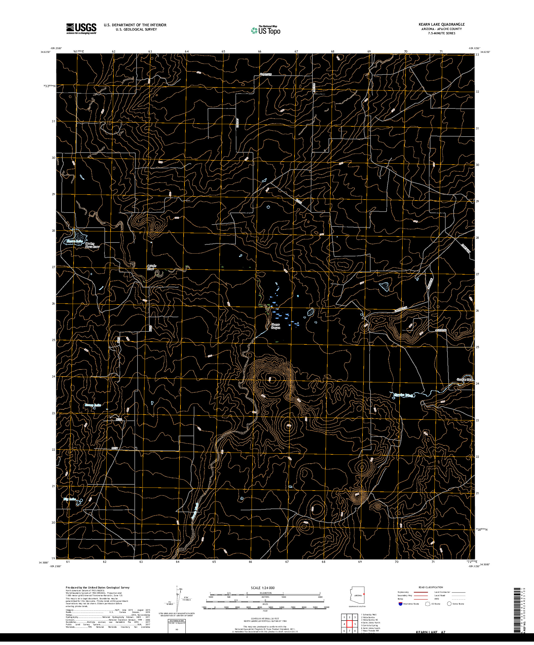 USGS US TOPO 7.5-MINUTE MAP FOR KEARN LAKE, AZ 2018