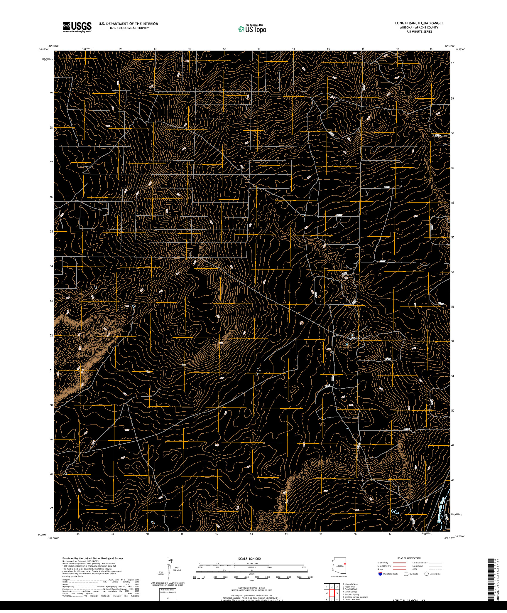 USGS US TOPO 7.5-MINUTE MAP FOR LONG H RANCH, AZ 2018