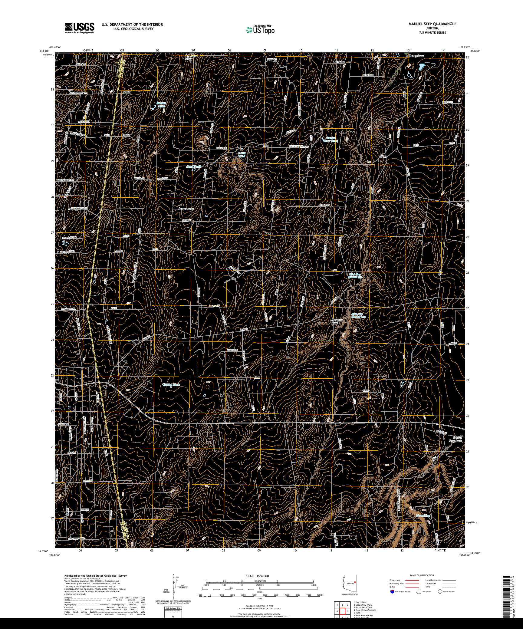 USGS US TOPO 7.5-MINUTE MAP FOR MANUEL SEEP, AZ 2018