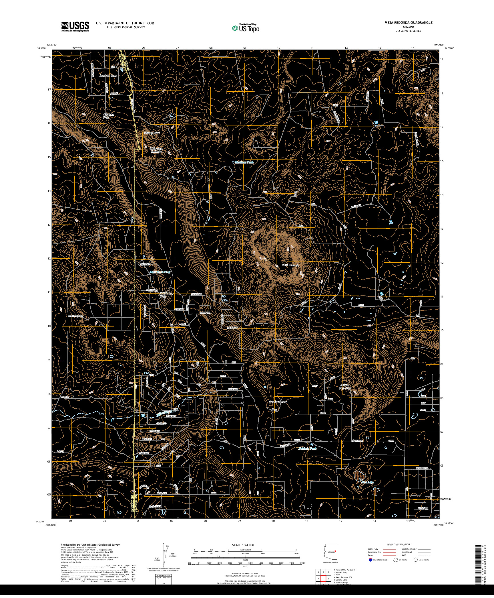 USGS US TOPO 7.5-MINUTE MAP FOR MESA REDONDA, AZ 2018