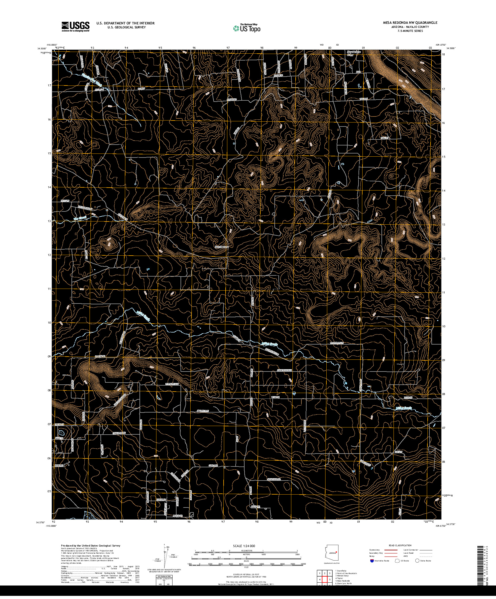 USGS US TOPO 7.5-MINUTE MAP FOR MESA REDONDA NW, AZ 2018