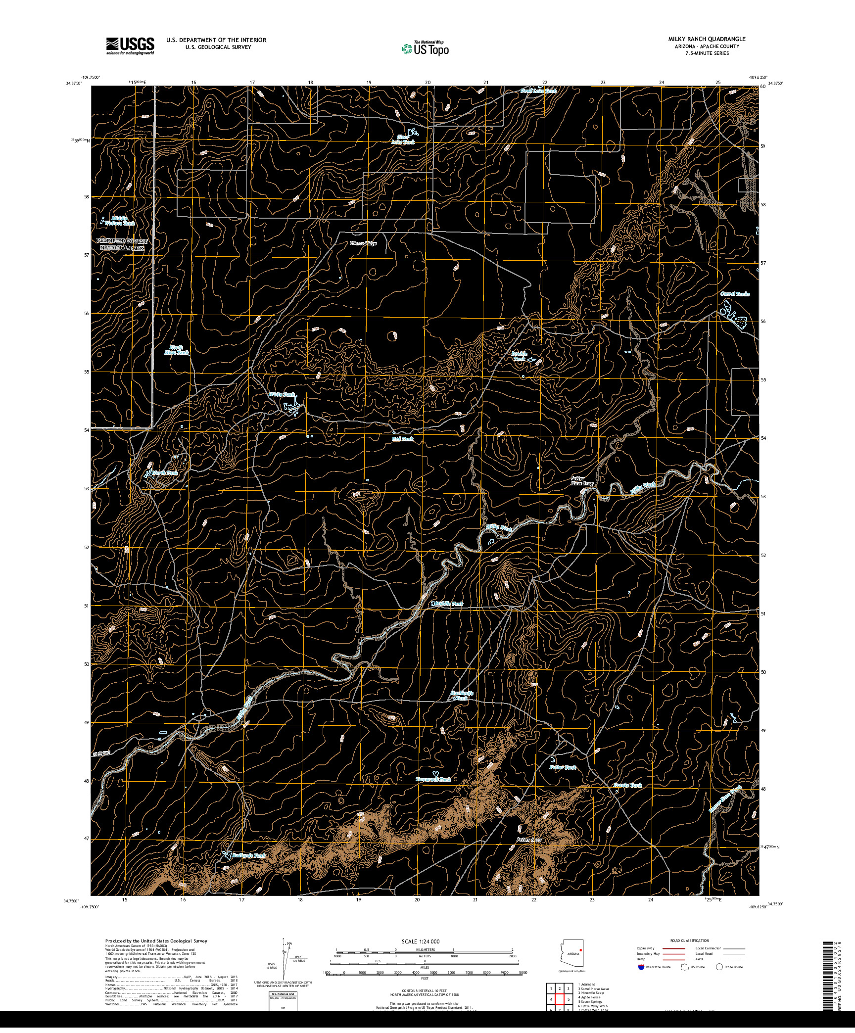 USGS US TOPO 7.5-MINUTE MAP FOR MILKY RANCH, AZ 2018