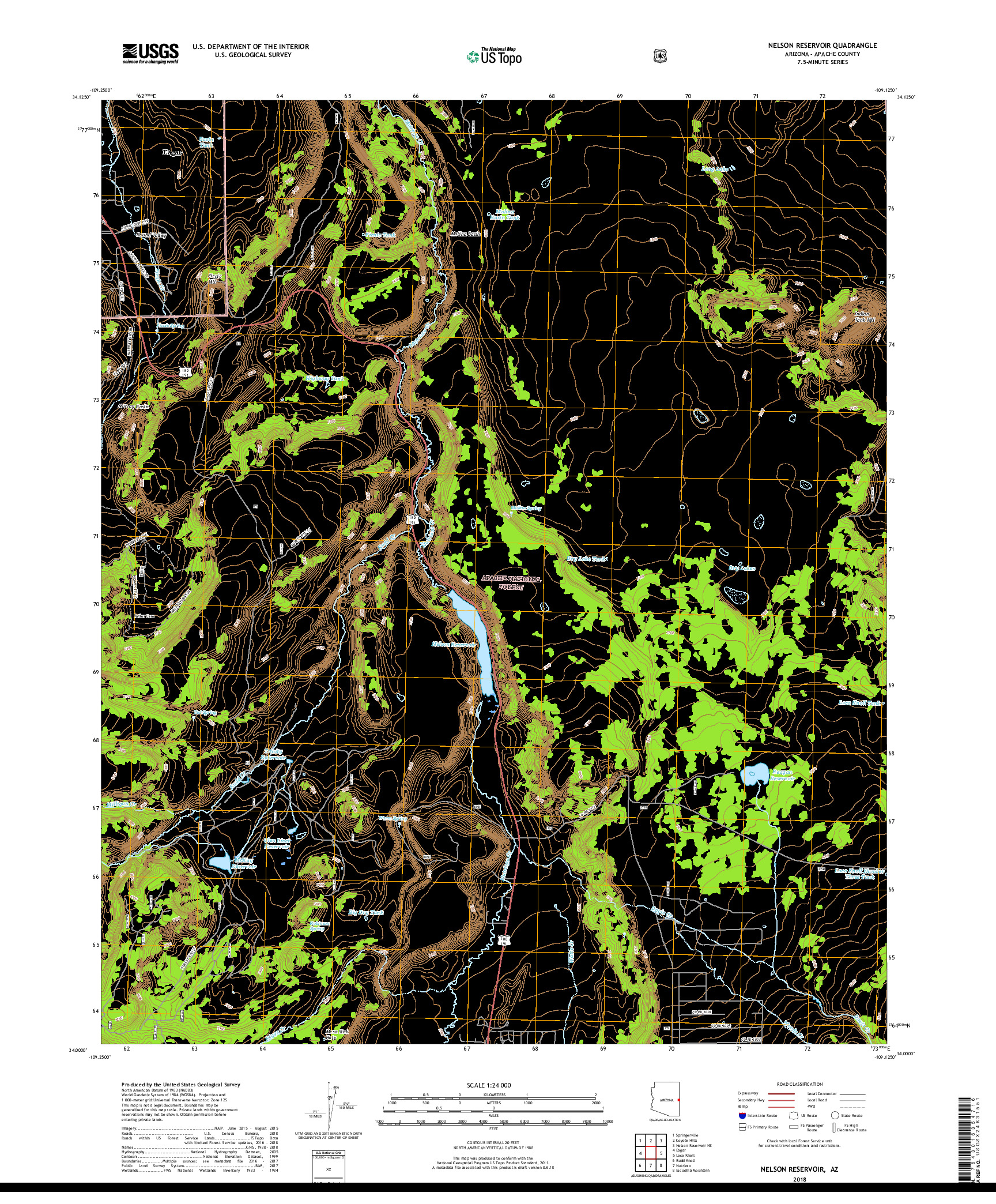 USGS US TOPO 7.5-MINUTE MAP FOR NELSON RESERVOIR, AZ 2018